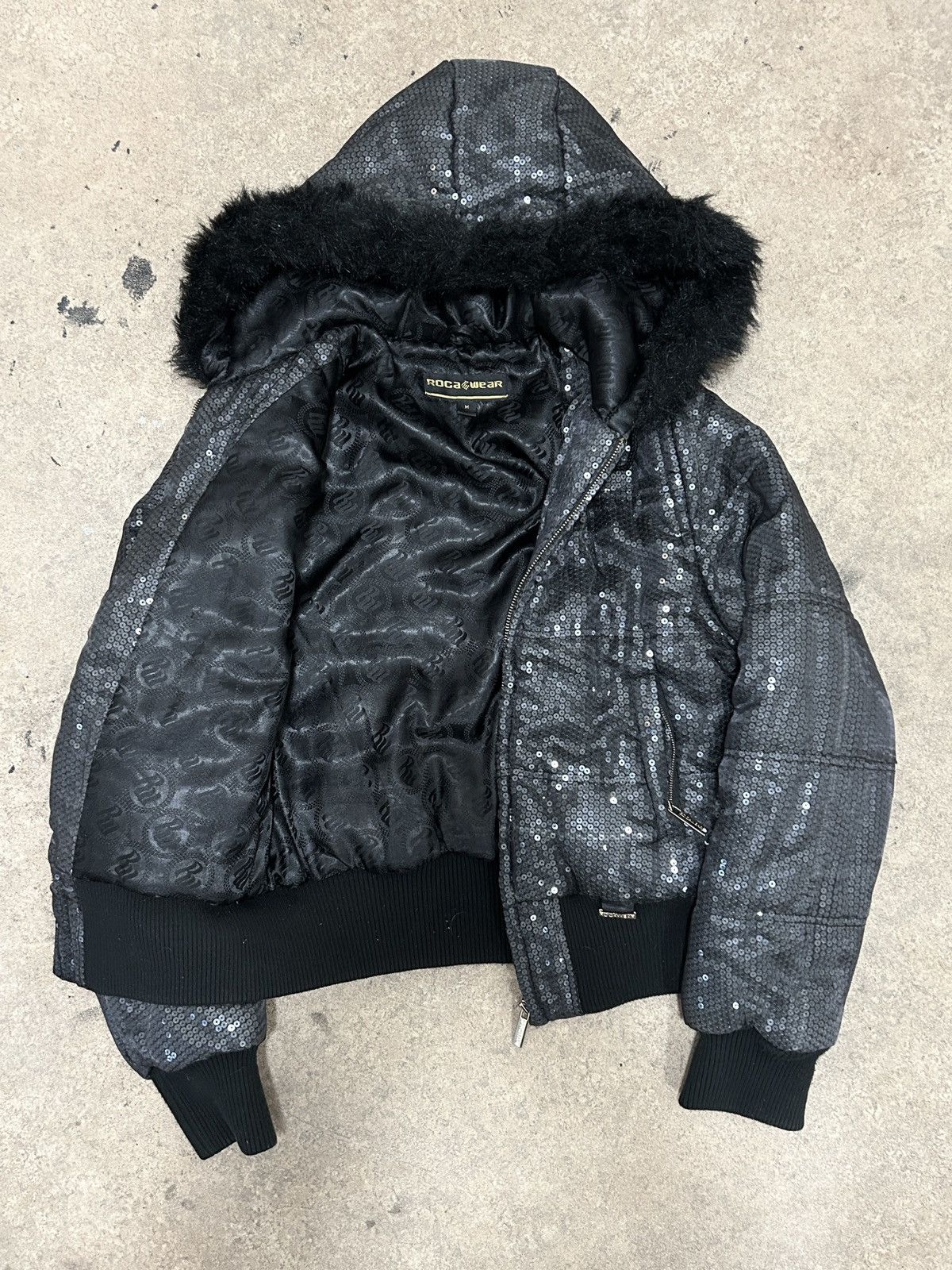 Rocawear Roccawear Sequin Fur Hood Bomber Jacket Size M / US 6-8 / IT 42-44 - 4 Thumbnail