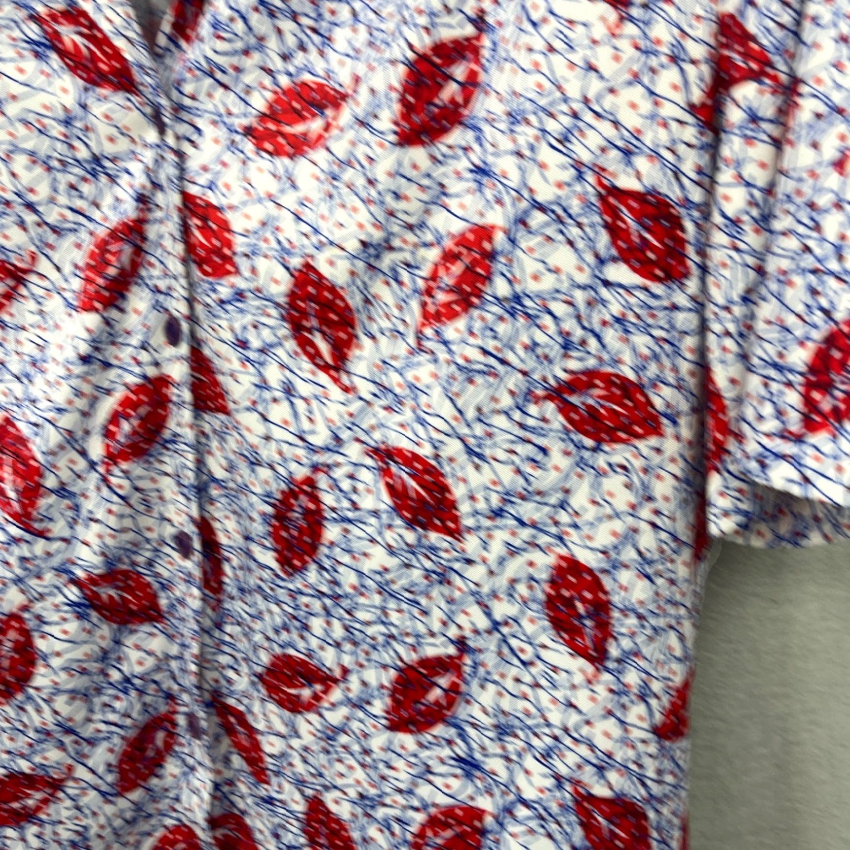 Gildan VTG Gilda of California Blouse Womens L Button Front Polyester Blue Floral Short Sleeve Collared Regular Basic 90s Theme Mens Women Size L / US 10 / IT 46 - 6 Thumbnail