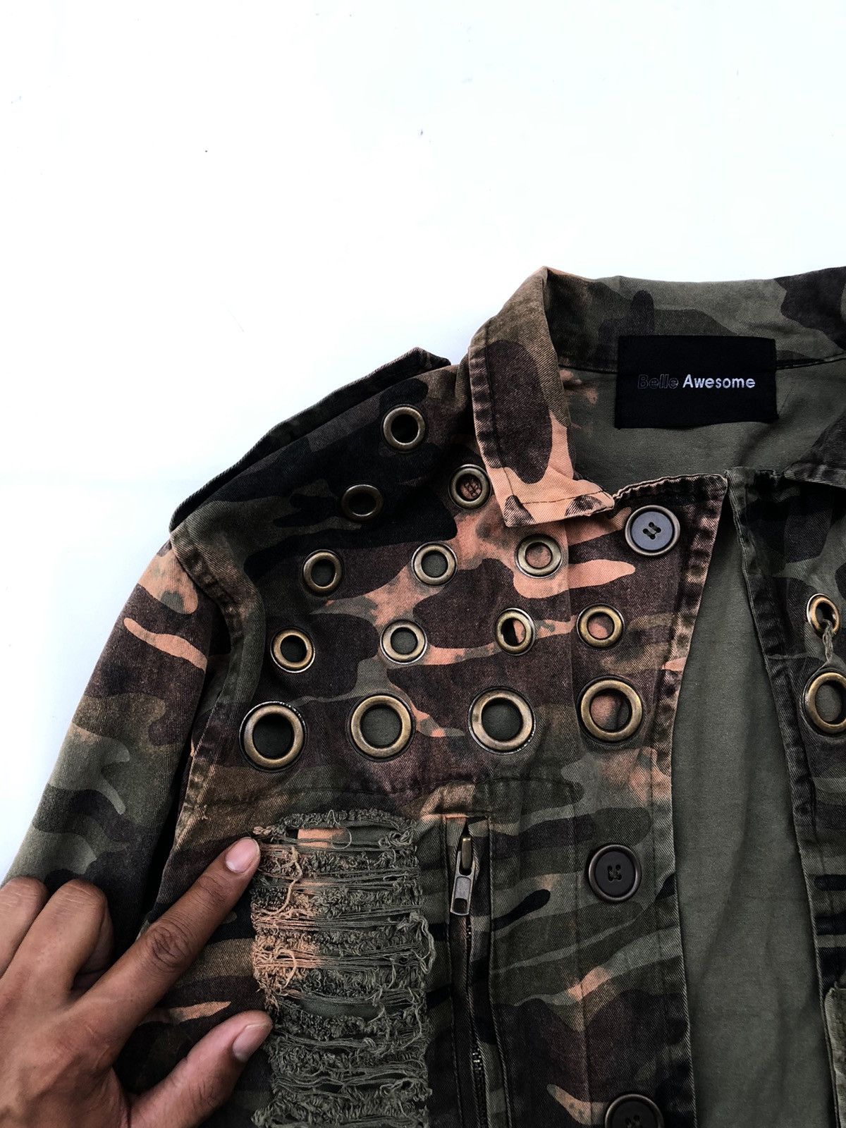 14th Addiction Vintage Rare Military Distressed Studded Jacket Punk Style Size US L / EU 52-54 / 3 - 8 Thumbnail