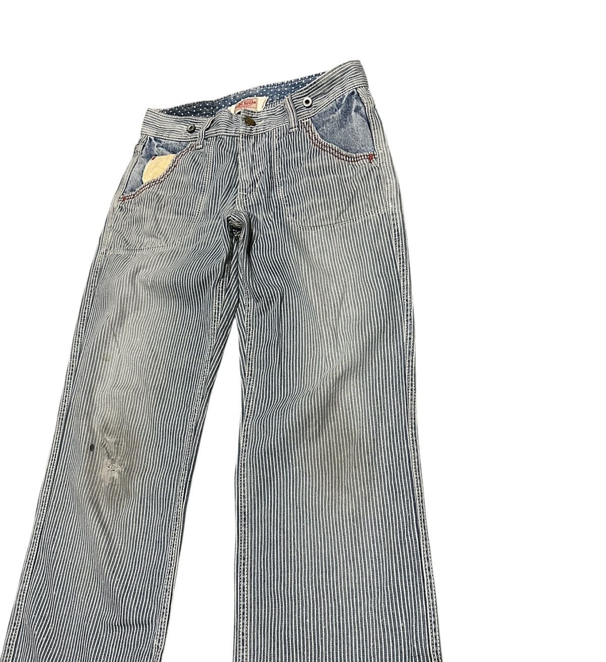 If Six Was Nine Vintage Japanese Workwear Cube Sugar Hickory Straight Jeans Size US 29 - 3 Thumbnail