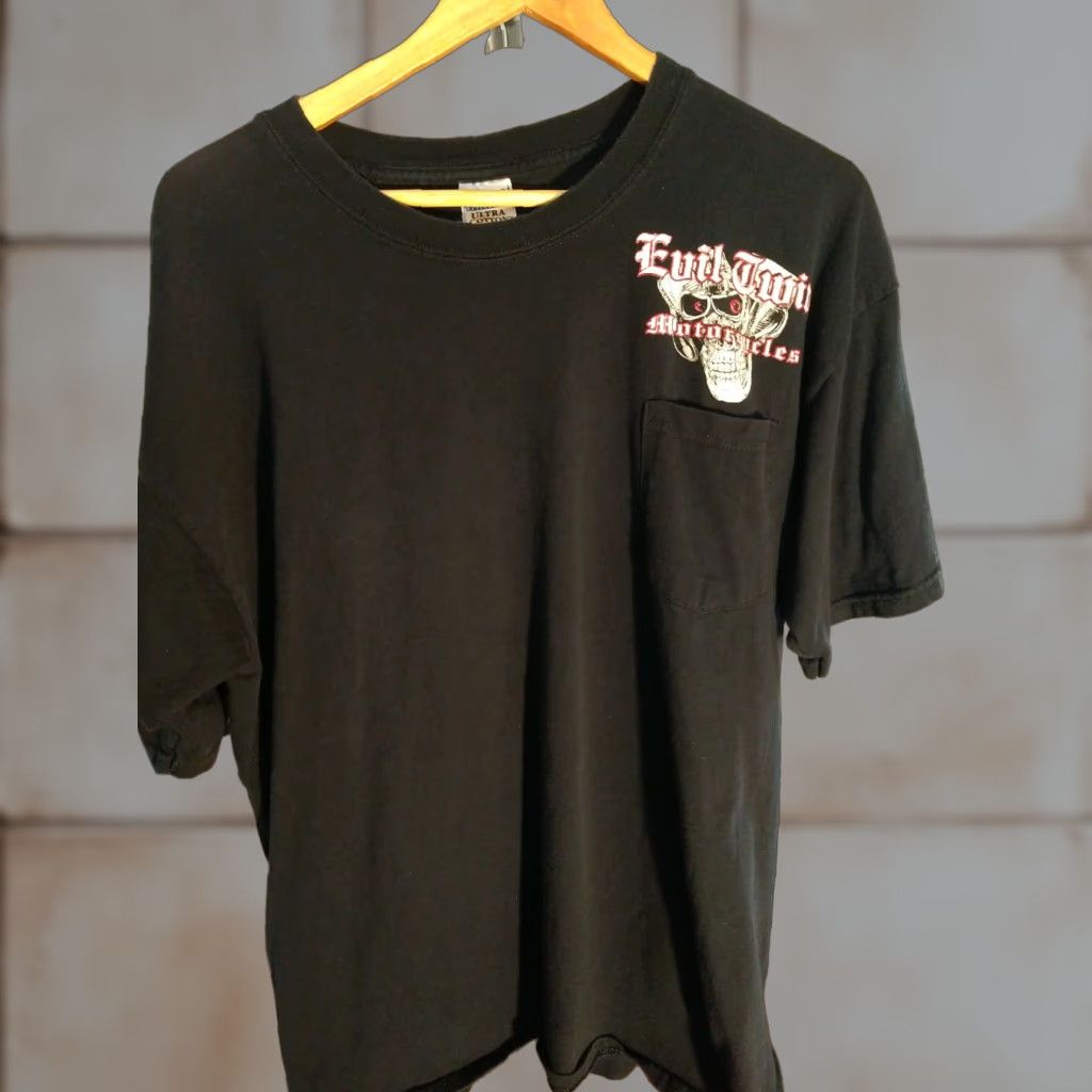 Gildan VINTAGE Evil Twin Motorcycles T-shirt XL Black Florida Men's Shirt Short Sleeve Gildan Ultra Cotton Size US XL / EU 56 / 4 - 1 Thumbnail