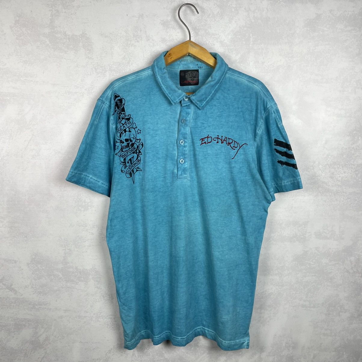 Christian Audigier × Ed Hardy Ed Hardy Big Logo Mens Polo Shirt Size L-XL Size US XL / EU 56 / 4 - 2 Thumbnail