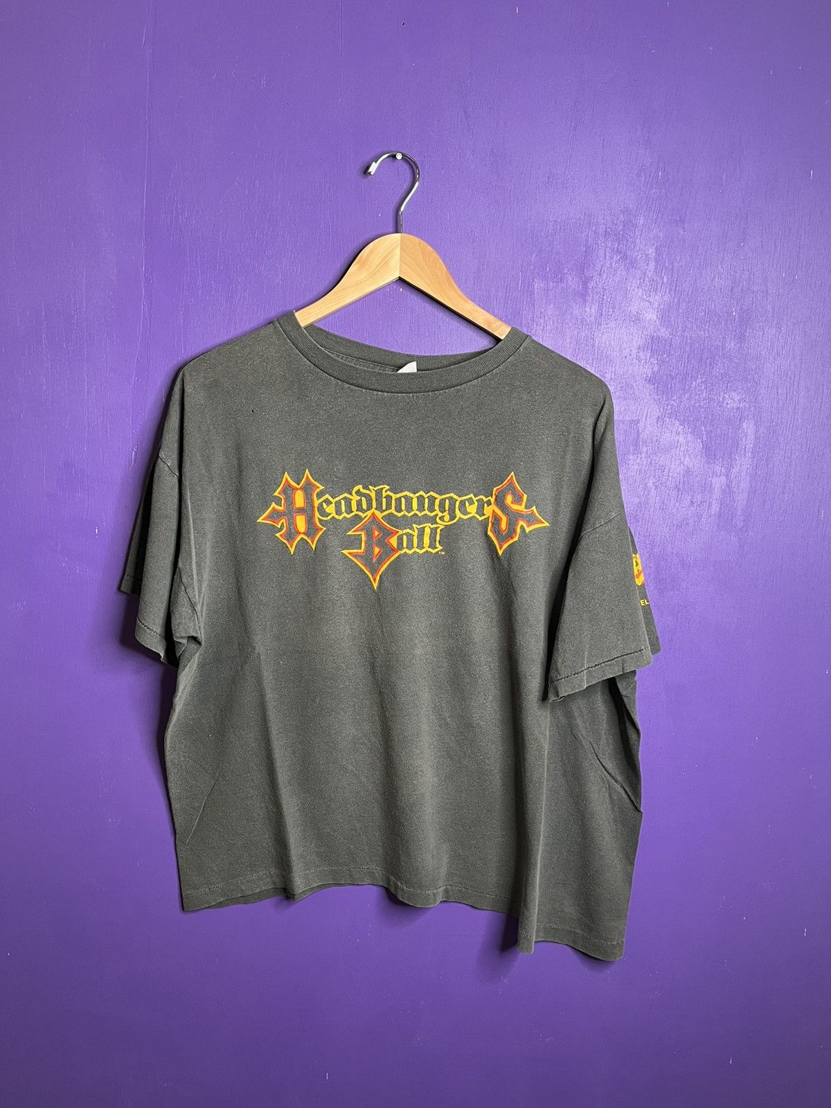 image of Vintage 90's Mtv Headbangers Ball Faded T-Shirt in Black, Men's (Size XL)