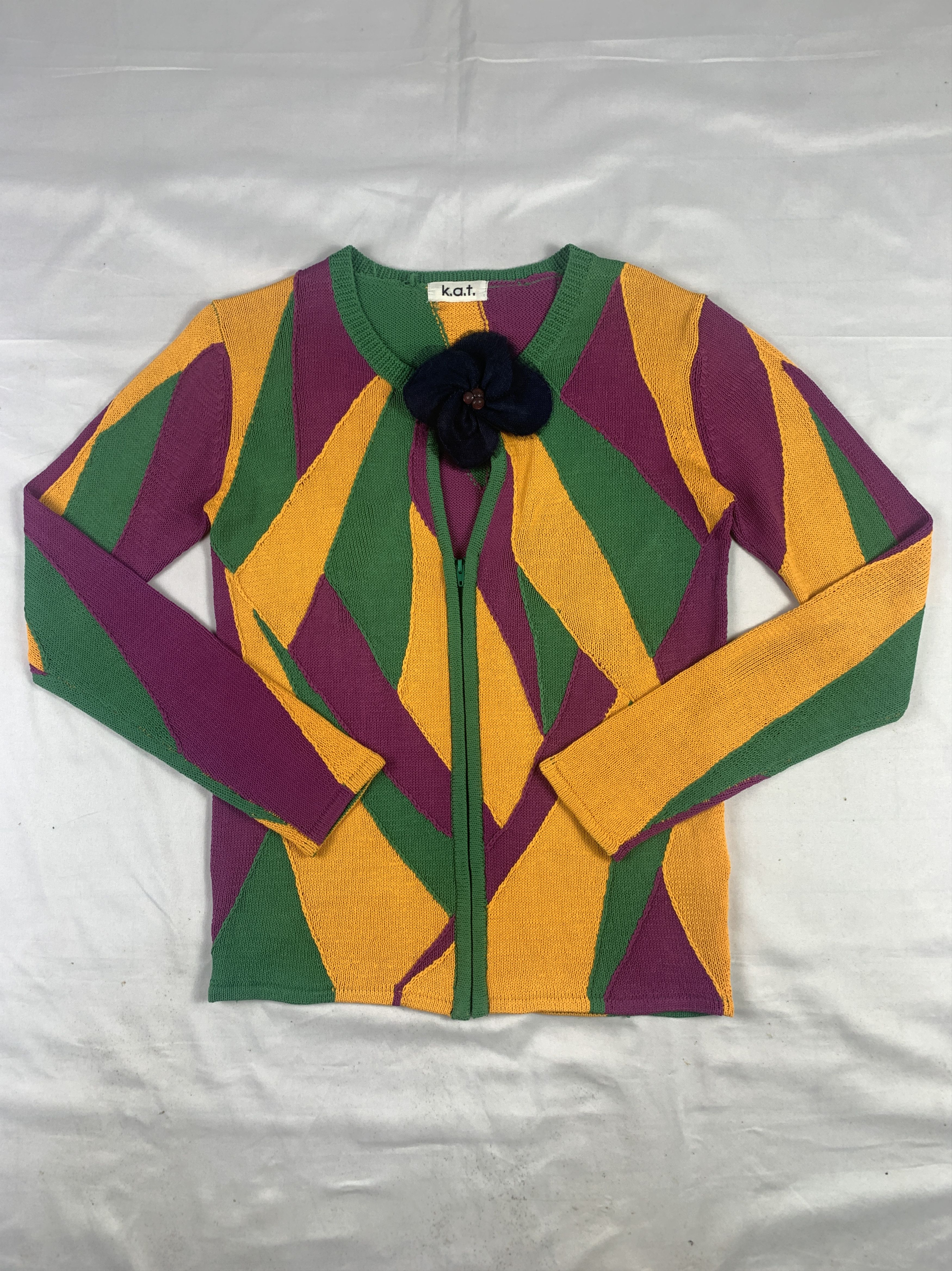 Japanese Brand k.a.t Flower Bros Knitted Cardigan (S) Size S / US 4 / IT 40 - 1 Thumbnail
