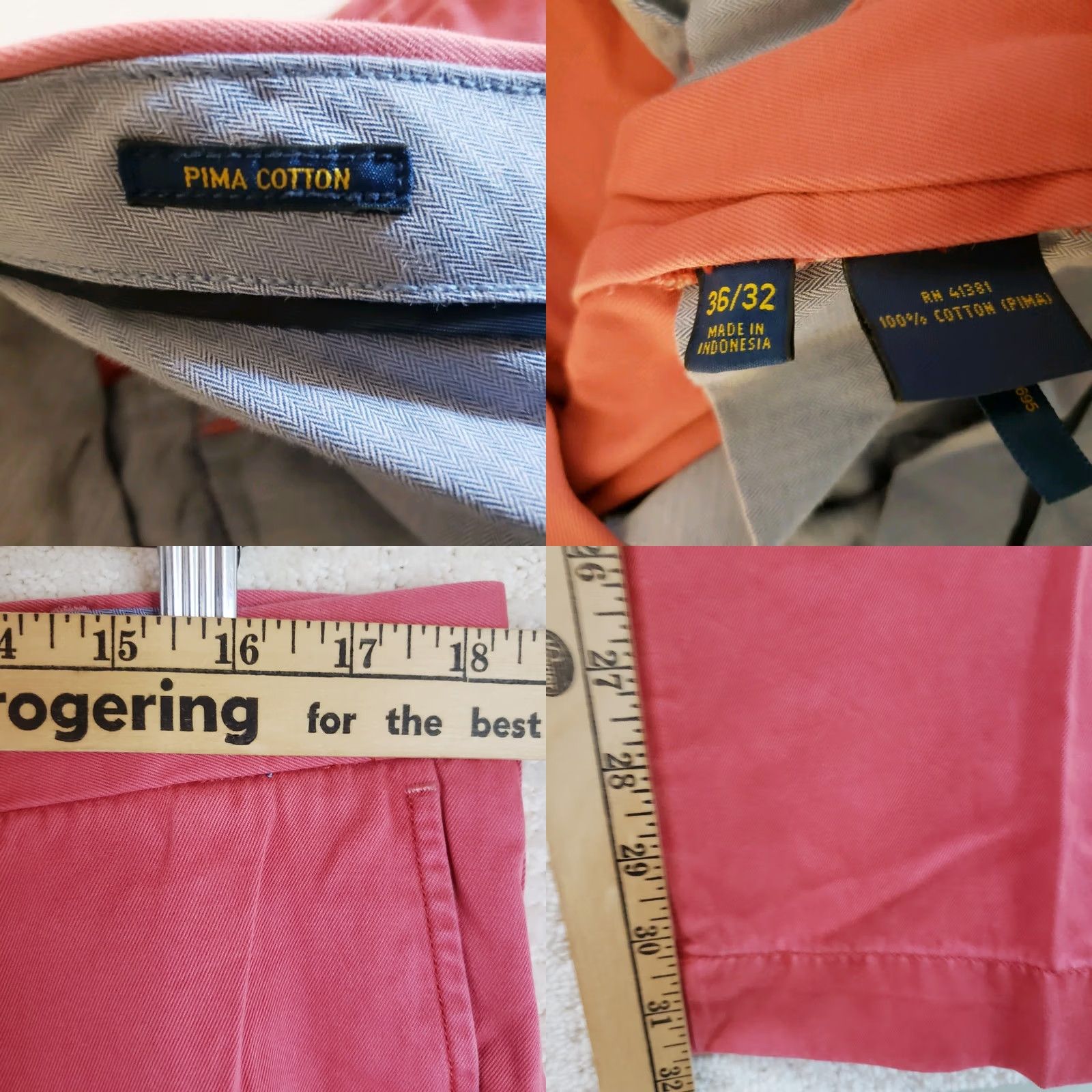 Polo Ralph Lauren VINTAGE Polo Ralph Lauren Pants Cat: Chino Men 36x32 Nantucket Red Pima Cotton Twill Classic Fit Size US M / EU 48-50 / 2 - 10 Thumbnail