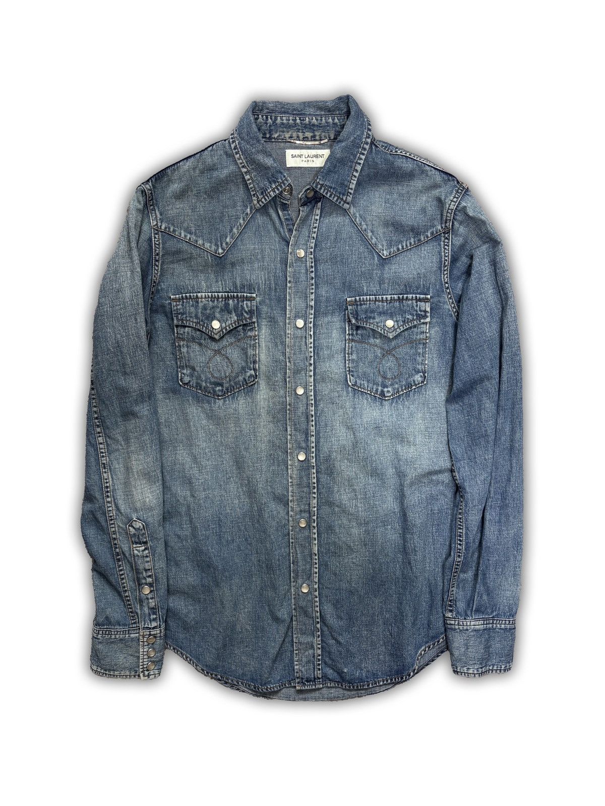 Saint Laurent Paris Saint Laurent pointed collar Western denim 