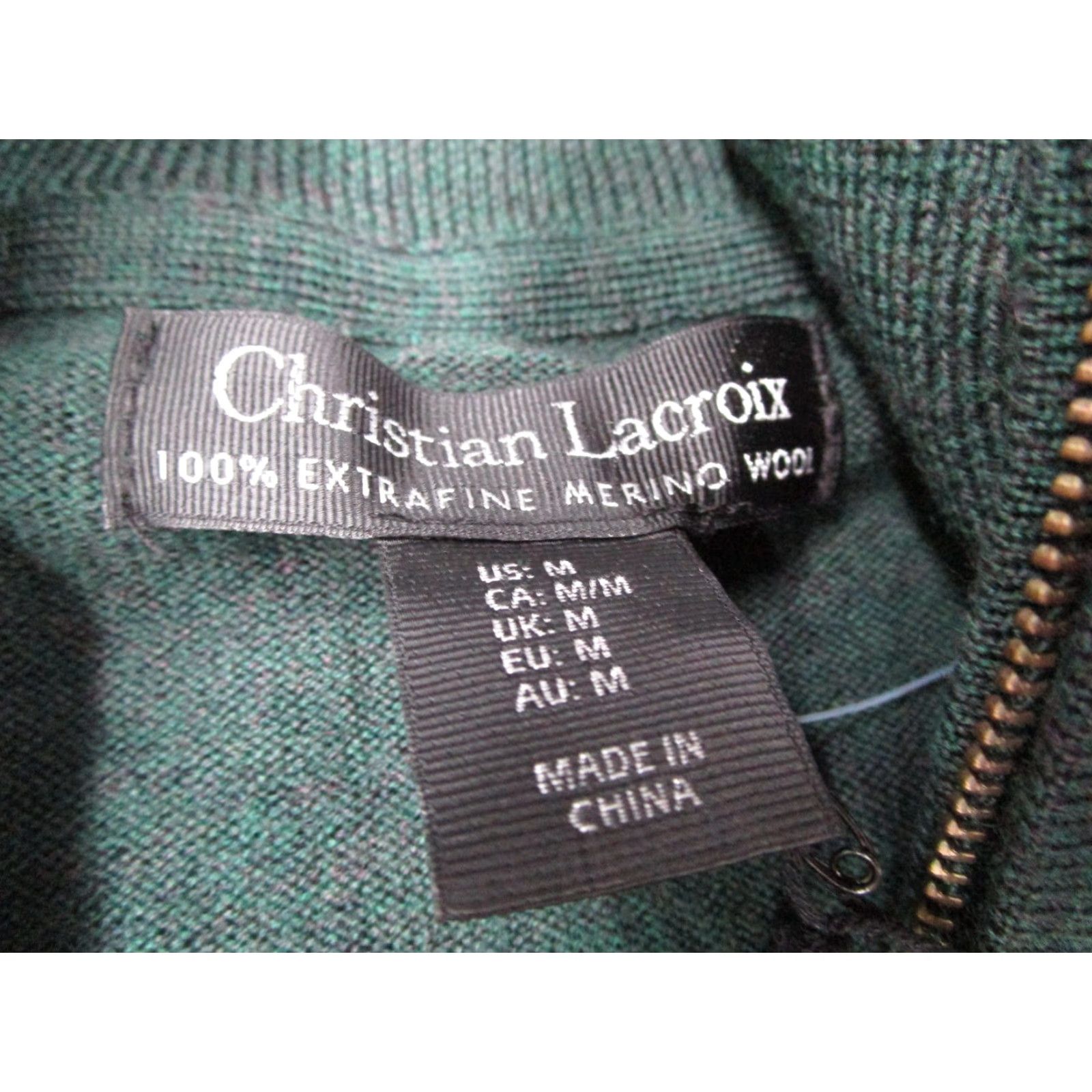 Christian Lacroix Christian Lacroix Sweater Mens Medium Green Merino Wool Knit 1/4 Zip Long Sleeve Pullover Preppy Retro Sports Mens Size US M / EU 48-50 / 2 - 2 Thumbnail