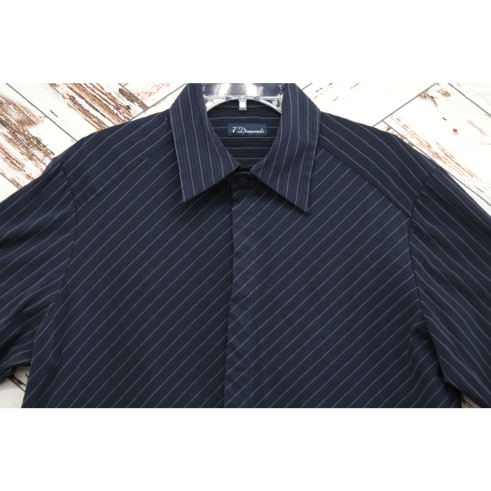Vintage 7 Diamonds Shirt Men XL Blue Long Sleeve Textured Button-Up Cowboy Size US XL / EU 56 / 4 - 3 Thumbnail