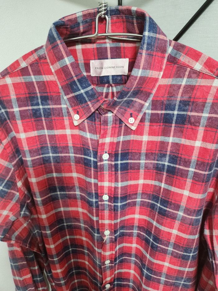 Faith Connexion FAITH CONNEXION REGULAR BLEACHED CHECK SHIRT Size US M / EU 48-50 / 2 - 2 Thumbnail