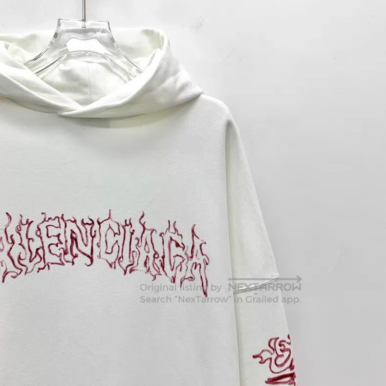 Balenciaga Balenciaga White Flame Pattern Logo Letter Printed Cotton Size US M / EU 48-50 / 2 - 3 Thumbnail