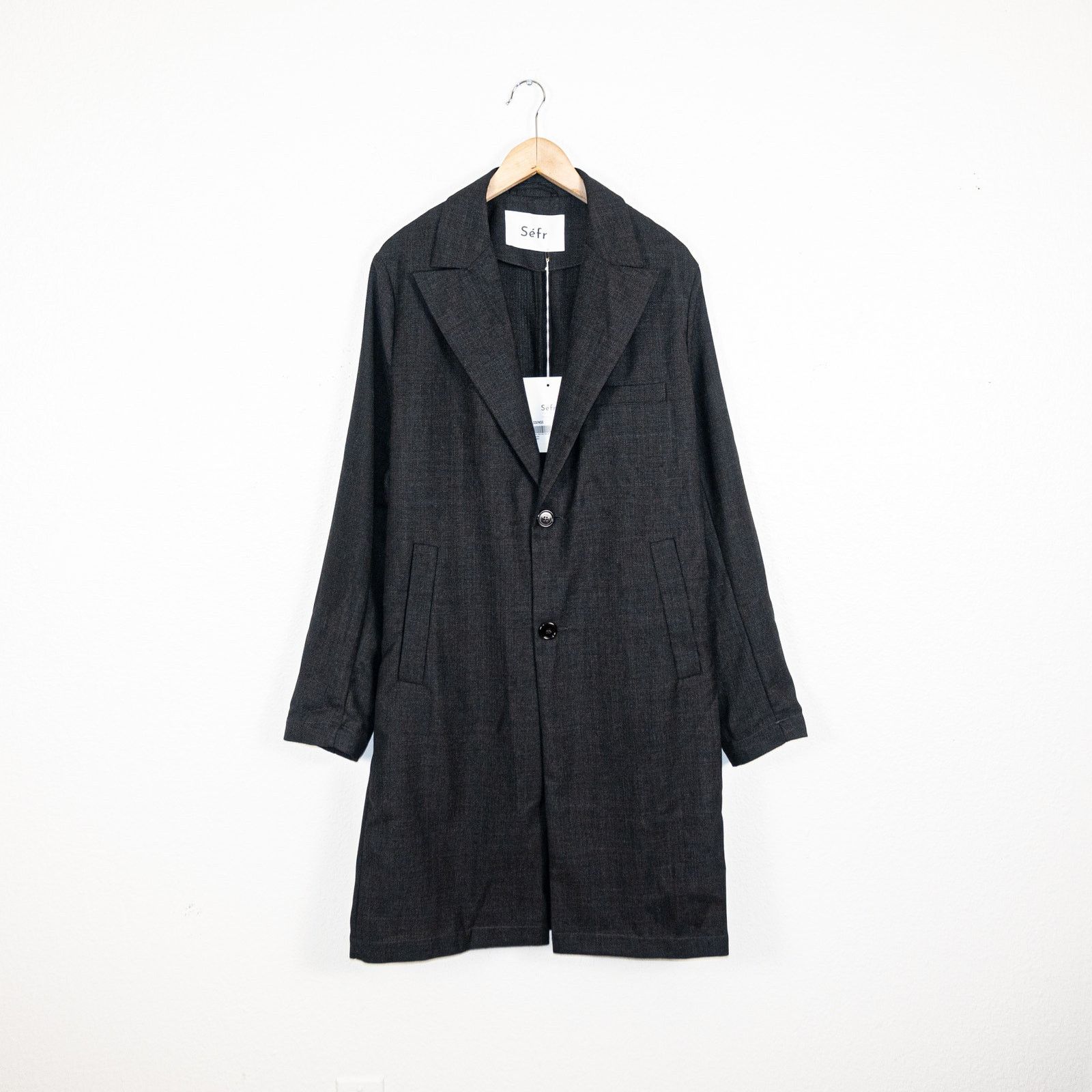 Sefr Sefr $450 Zeke Twill Coat in Gray Lightweight Poly wool Size US L / EU 52-54 / 3 - 2 Thumbnail