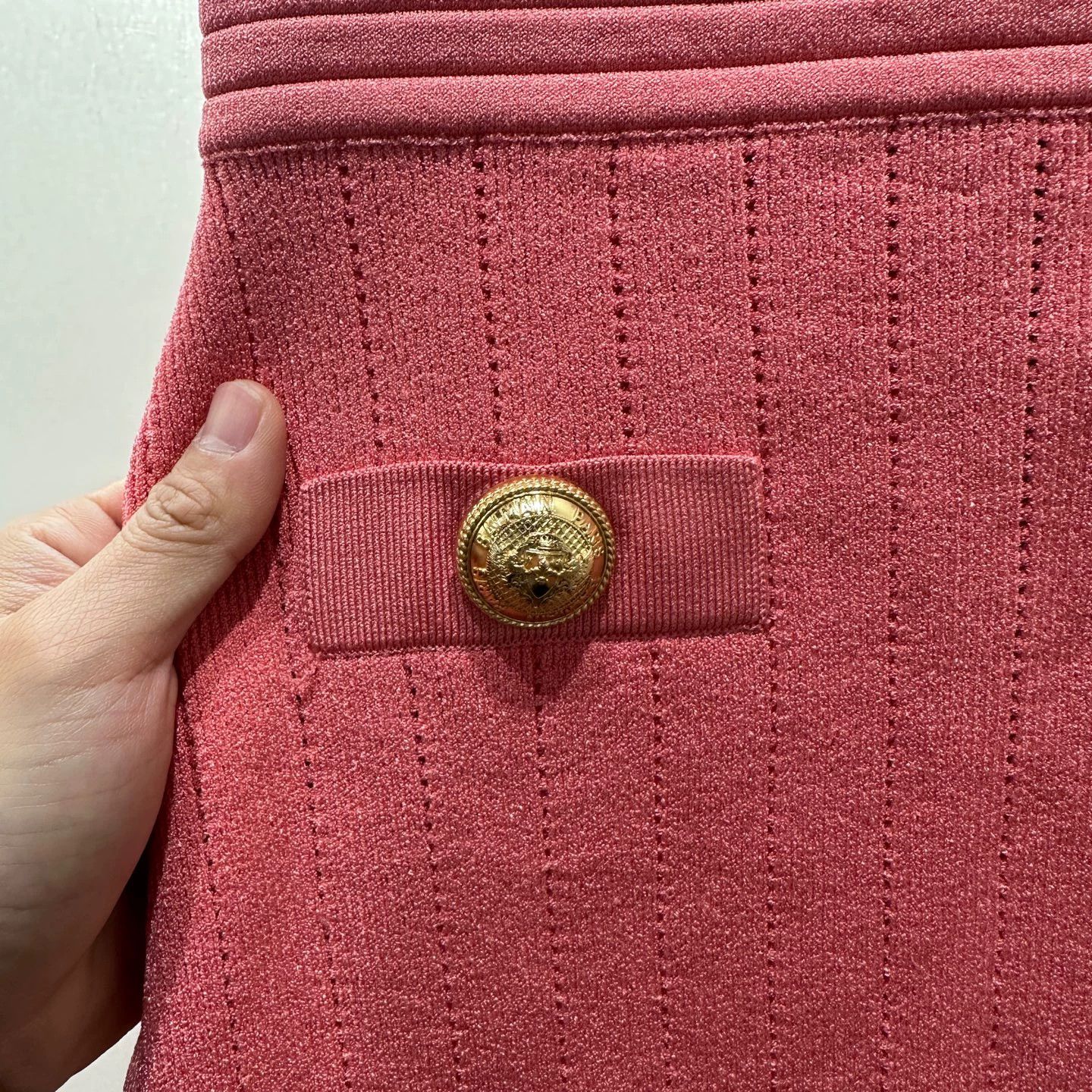 Balmain Balmain feb491 gold button fitted knitted skirt 34 Size 24" / US 00 / IT 34 - 6 Thumbnail