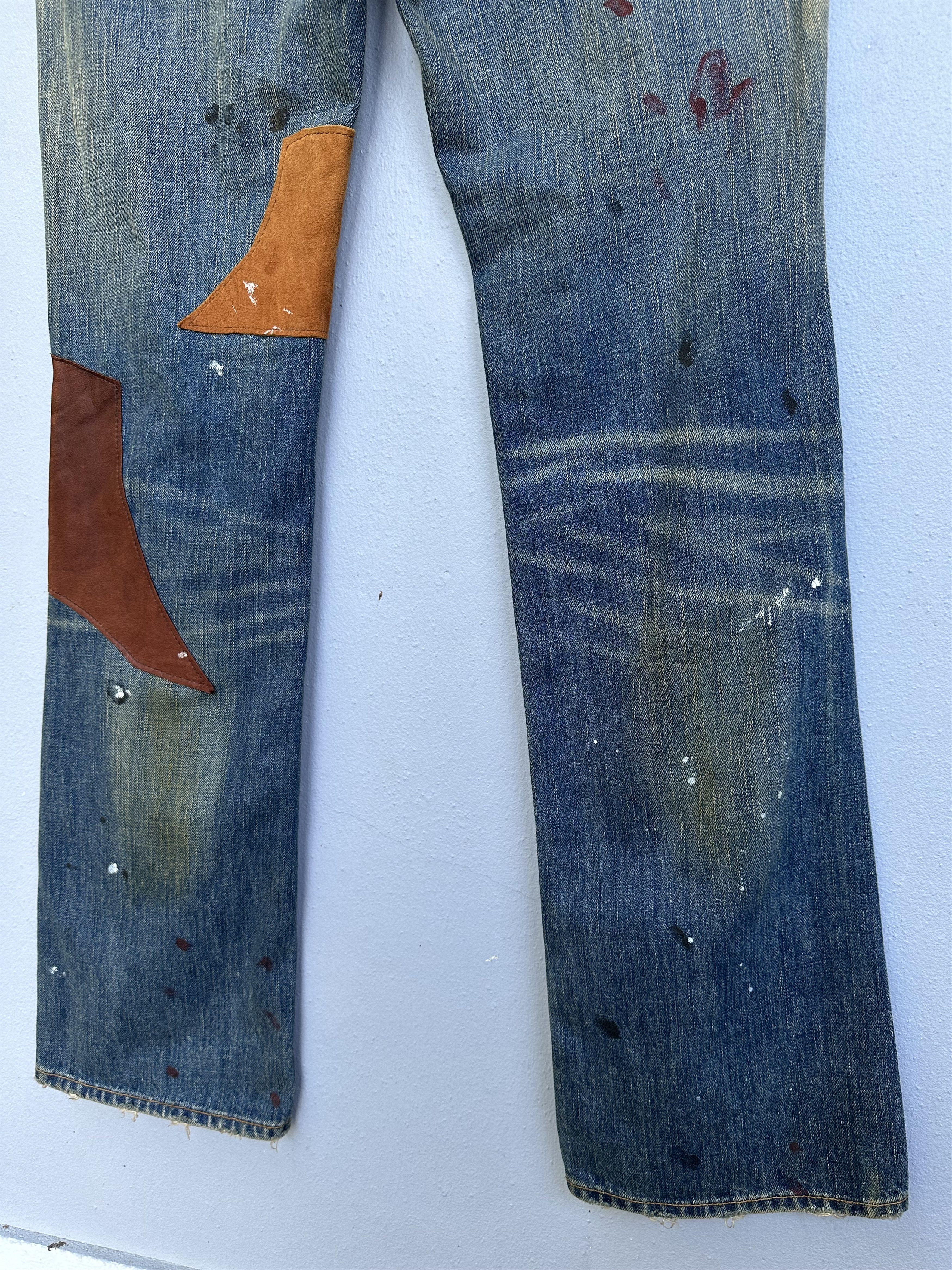 Japanese Brand Vtg Japanese Brand Bonds & Peace Rips Patchwork Denim Jeans Size US 31 - 18 Thumbnail