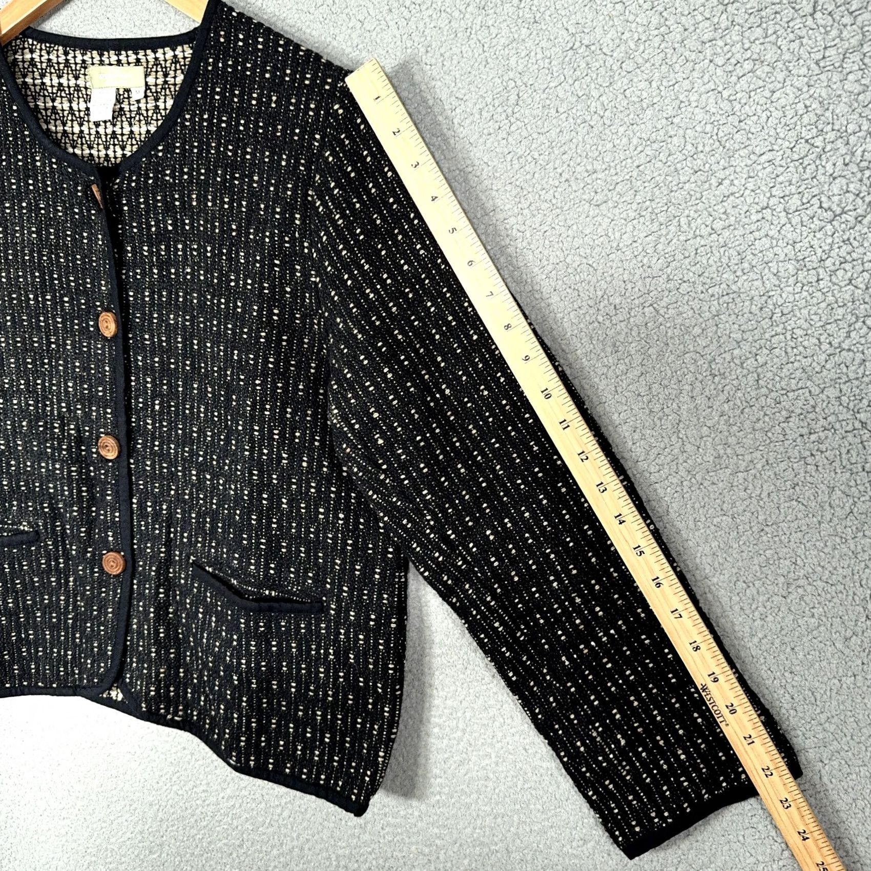 The Territory Ahead VINTAGE Territory Ahead Jacket Womens M Black Textured Silk Blend Cardigan Size M / US 6-8 / IT 42-44 - 4 Thumbnail