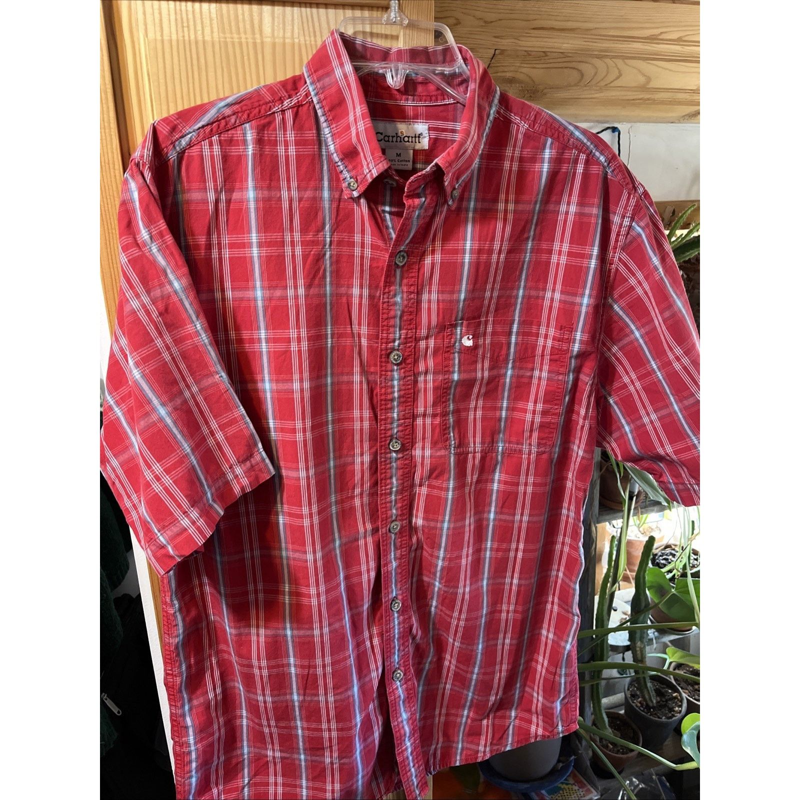Carhartt Cabelas Shirt Men’s M Button Red Plaid Short Sleeve Cotton Size US M / EU 48-50 / 2 - 5 Thumbnail