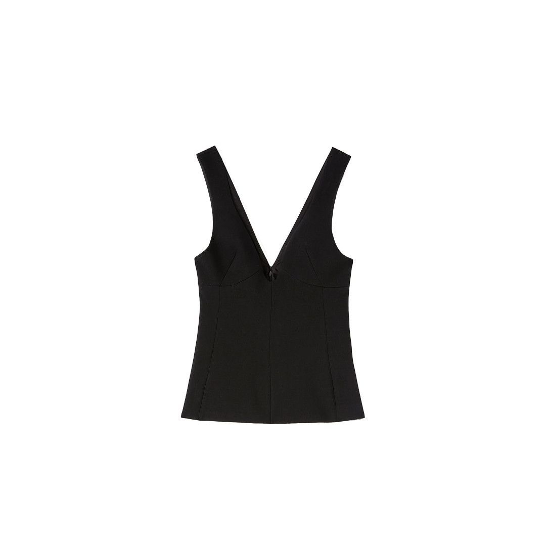 Jil Sander o1w1db10825 Plunging Top in Black Size XL / US 12-14 / IT 48-50 - 1 Thumbnail