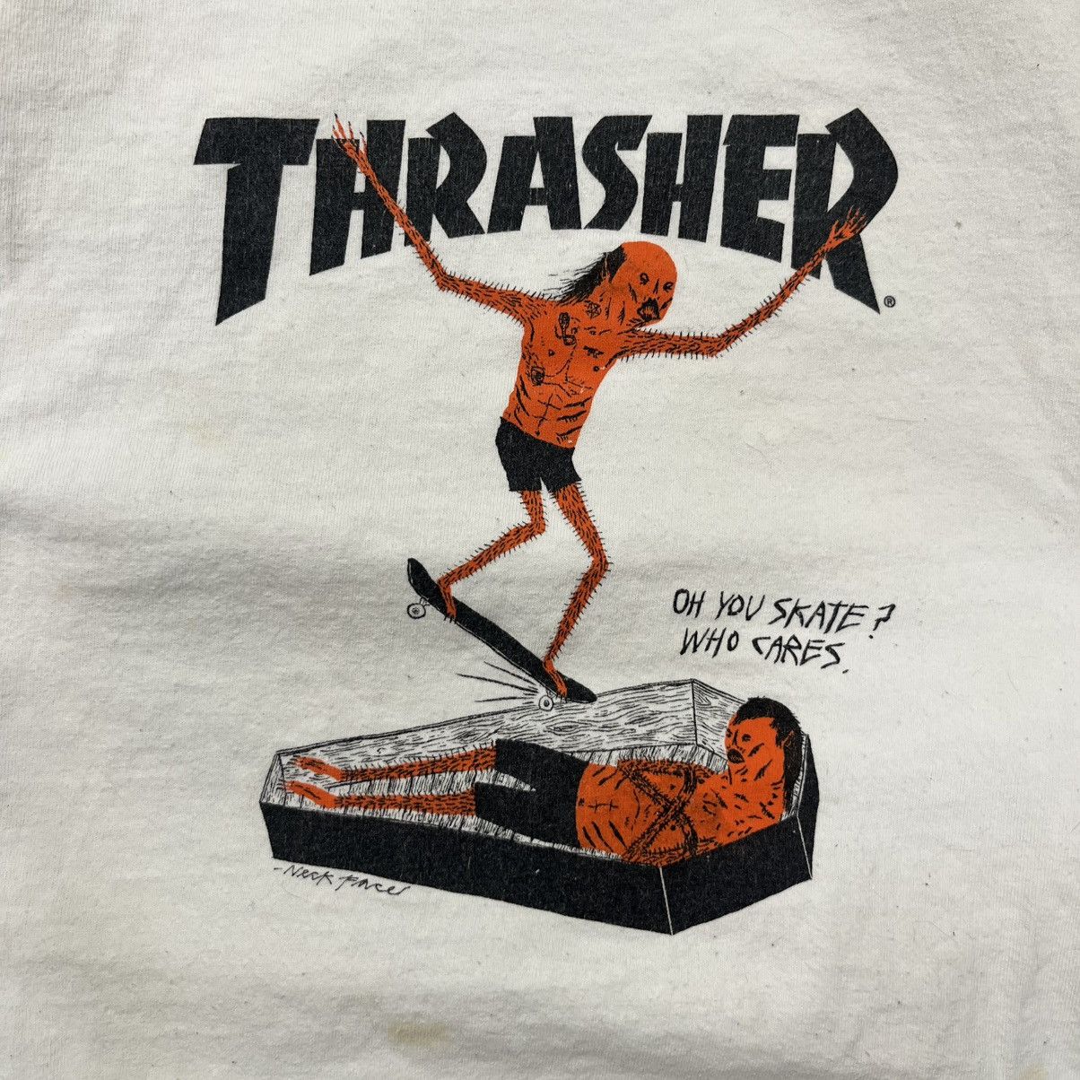 JNCO × Thrasher × Vintage VTG Thrasher Neck Face Skateboarding Tee Size US L / EU 52-54 / 3 - 3 Thumbnail