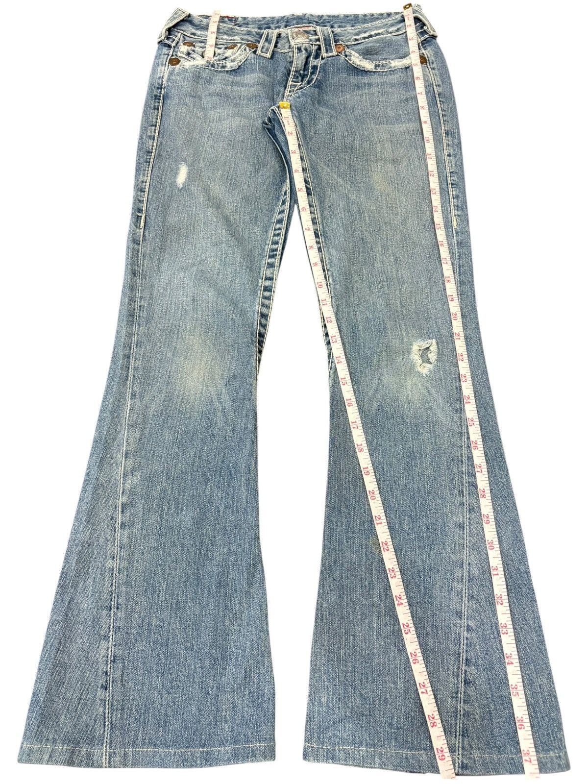True Religion Vintage True Religion Joey Big T Distressed Flare Jeans Size 28" / US 6 / IT 42 - 9 Thumbnail