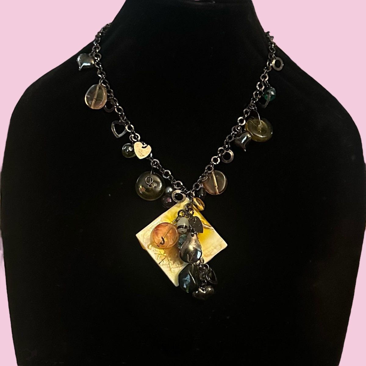 Other Dark silver tone mother of pearl pendant and charms necklace Size ONE SIZE - 1 Thumbnail