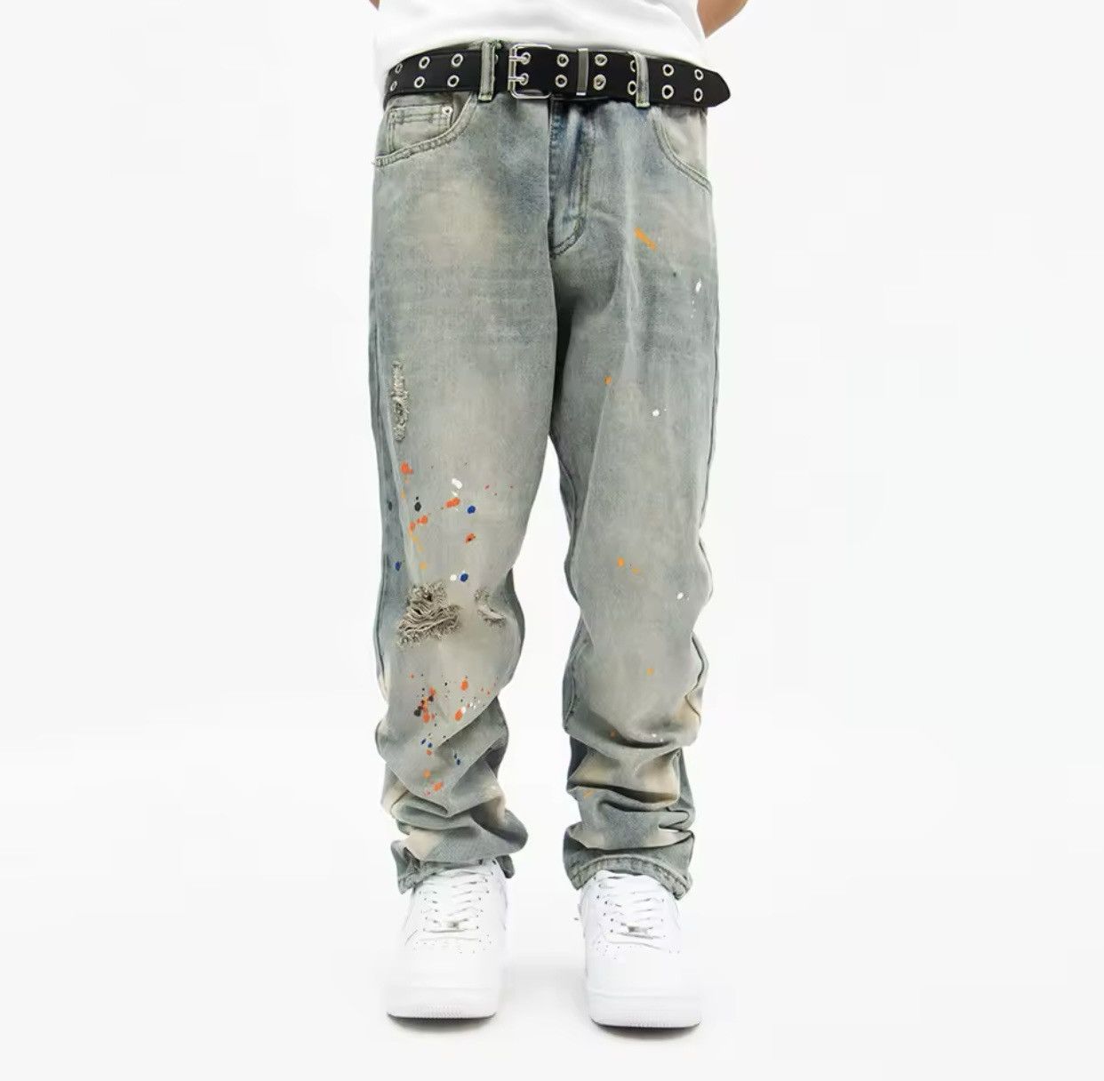 Japanese Brand Ripped Jeans Y2k High Street Distressed Washed-out Loose Size US 28 / EU 44 - 1 Thumbnail