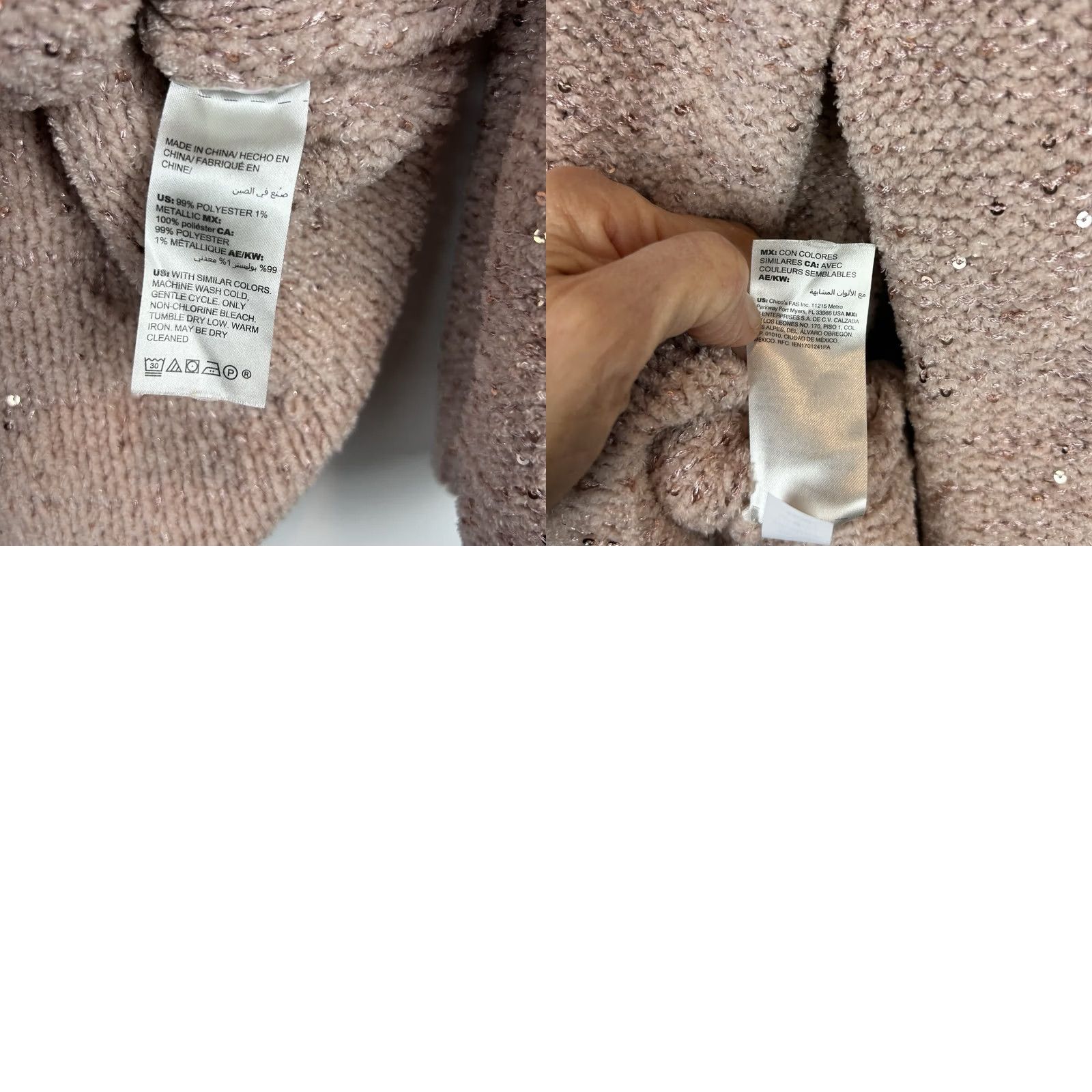 Vintage Chicos SweatER Womens L Sequin Dusty Rose V-Neck Knit Pullover Puff Sleeve Short Description: Organic? Size L / US 10 / IT 46 - 8 Thumbnail
