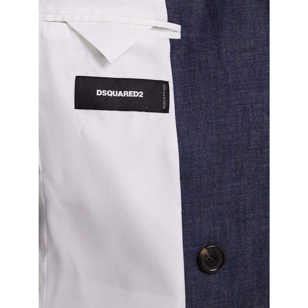 Dsquared2 DSQUARED2 Double Breast Blue Cotton Denim Blazer New & Authe Size US L / EU 52-54 / 3 - 3 Thumbnail