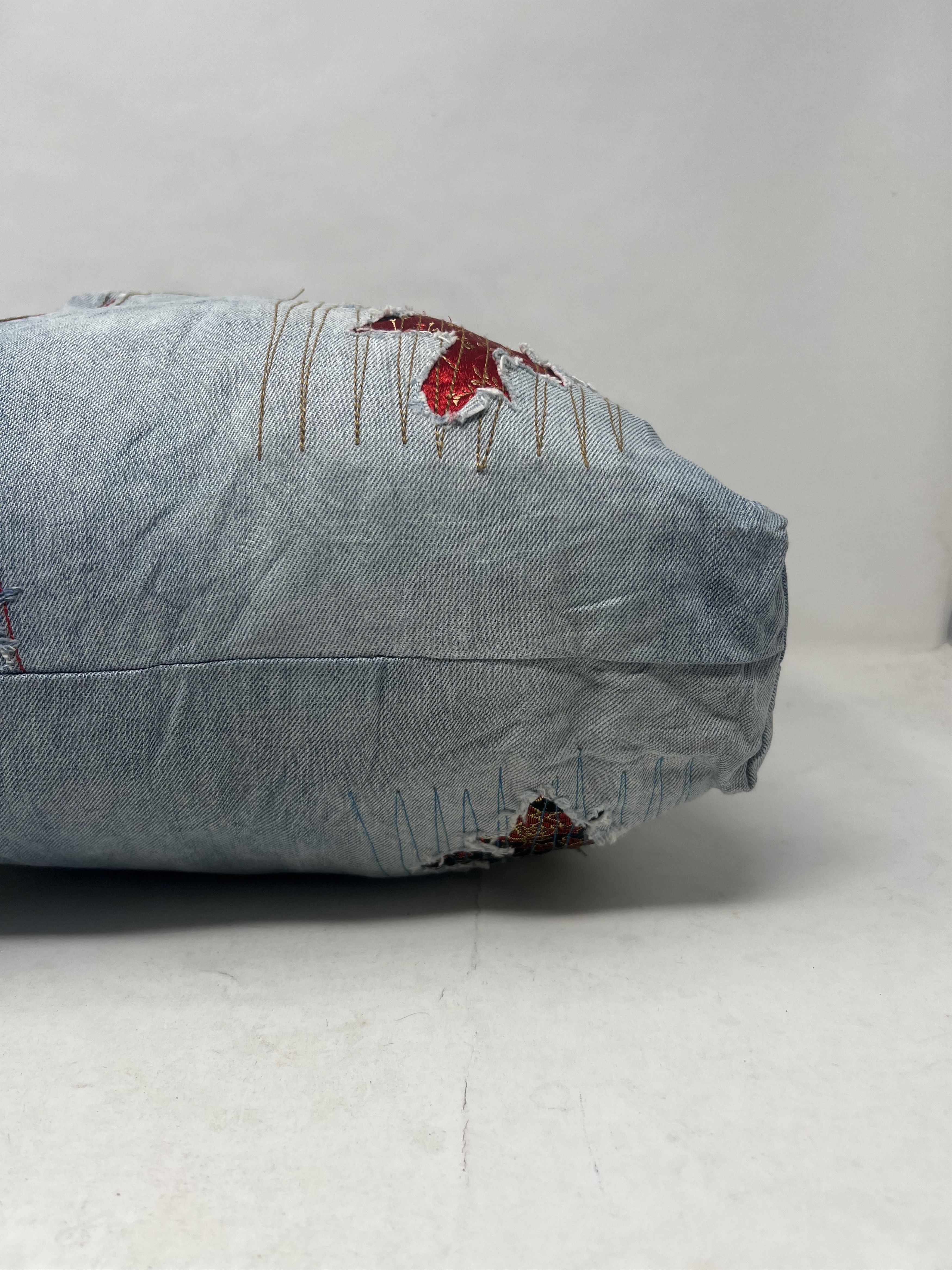 Japanese Brand Patchwork Denim Distressed Style Tote Bag Size ONE SIZE - 6 Thumbnail
