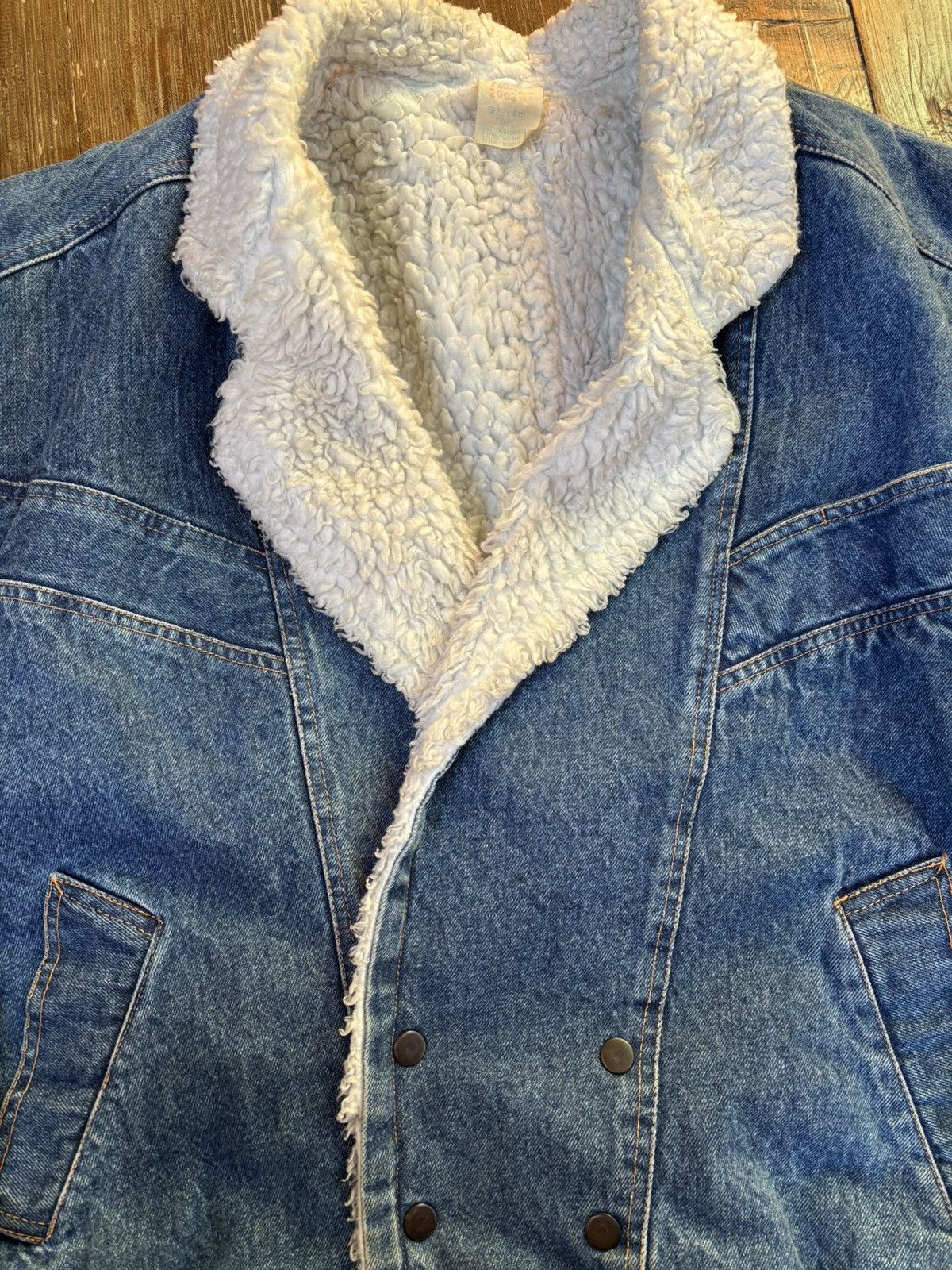 Vintage Vintage Denim Sherpa Bomber Jacket Flyers Archive Streetwear Size US L / EU 52-54 / 3 - 3 Thumbnail