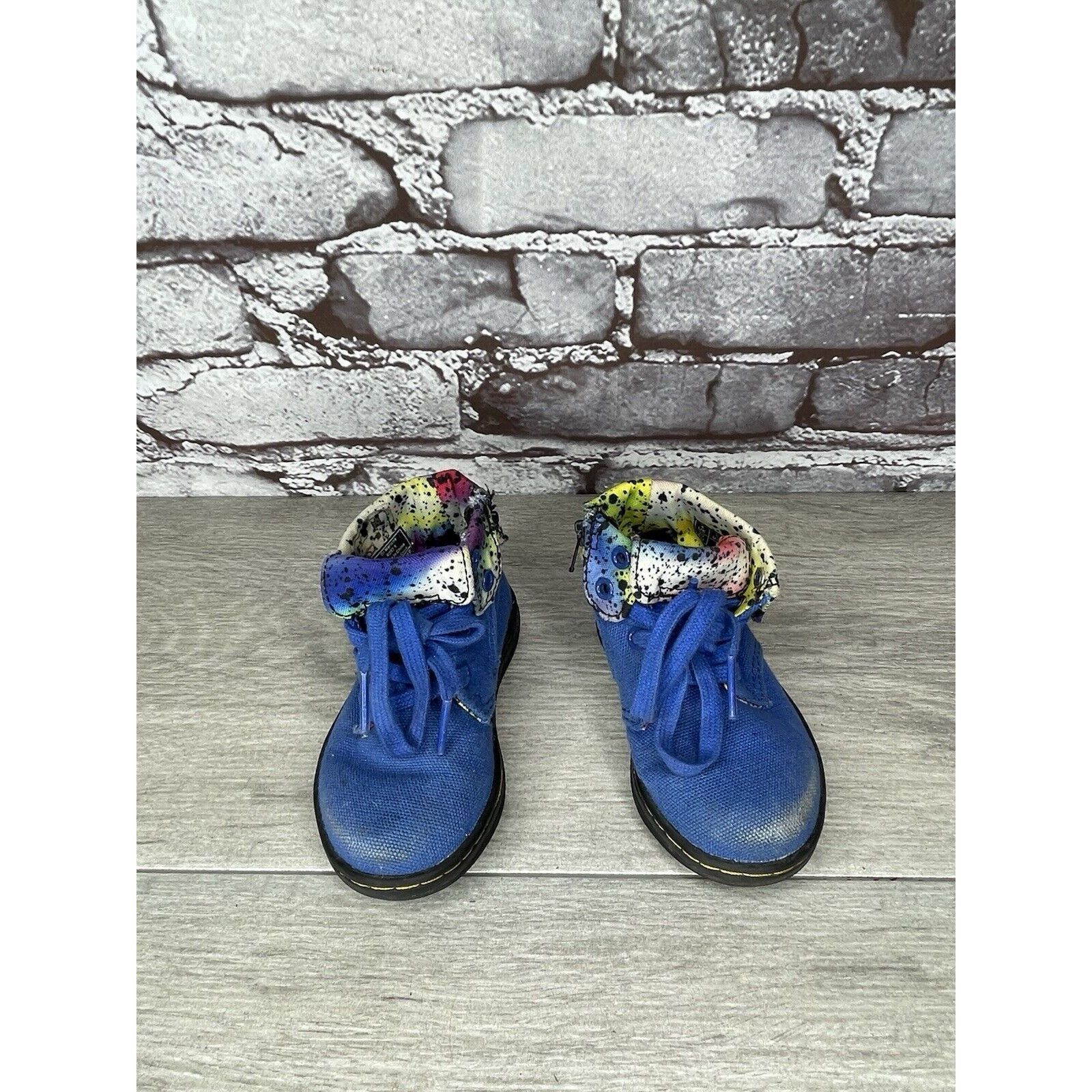 Dr. Martens DR MARTENS BLUE CANVAS Clover Fold Down BOOTS YOUTH AIR WALK Size US 6.5 / IT 36.5 - 2 Thumbnail