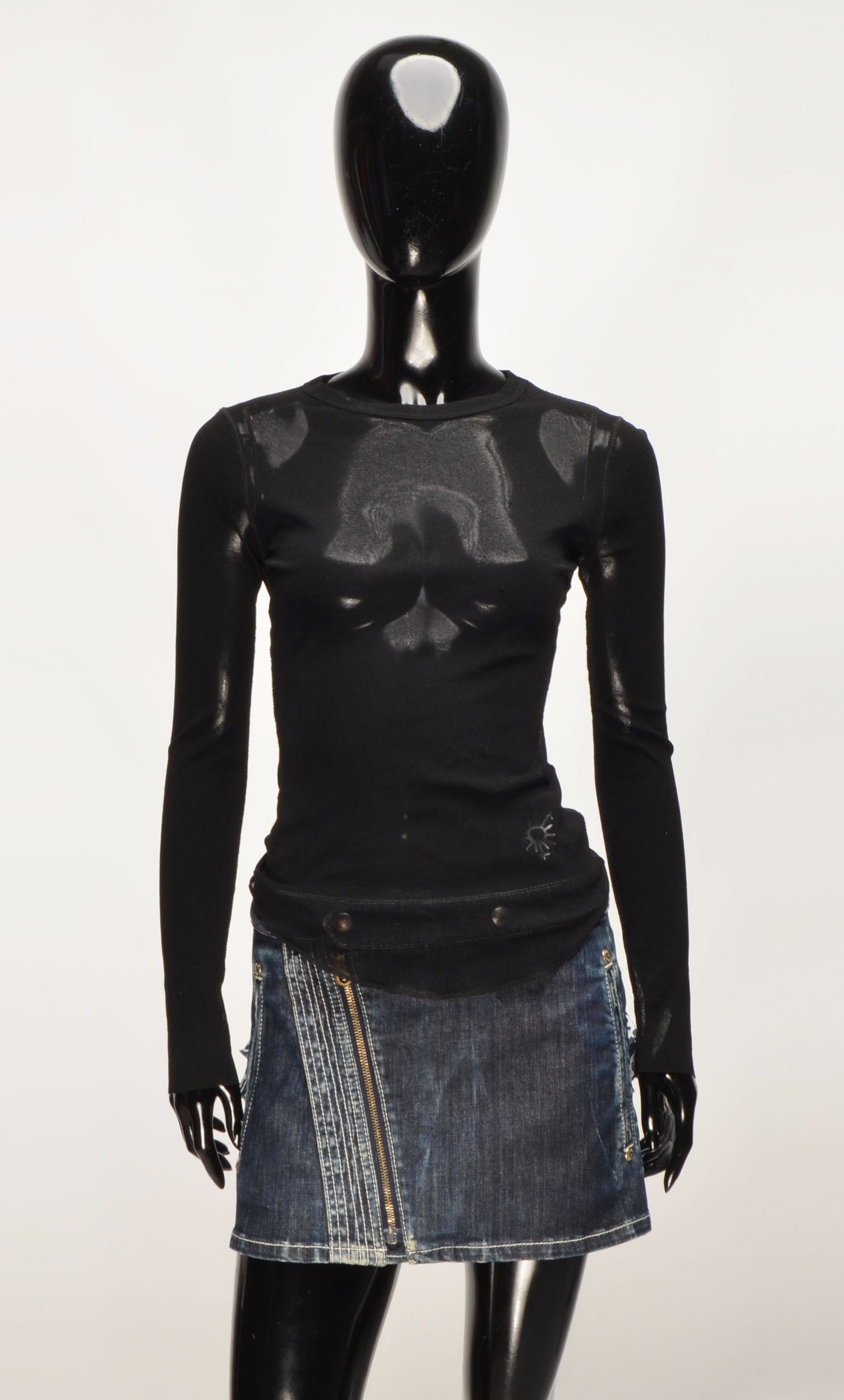Jean Paul Gaultier Vintage Jean Paul Gaultier Soleil Black Mesh Long Sleeve Top Size S / US 4 / IT 40 - 1 Thumbnail