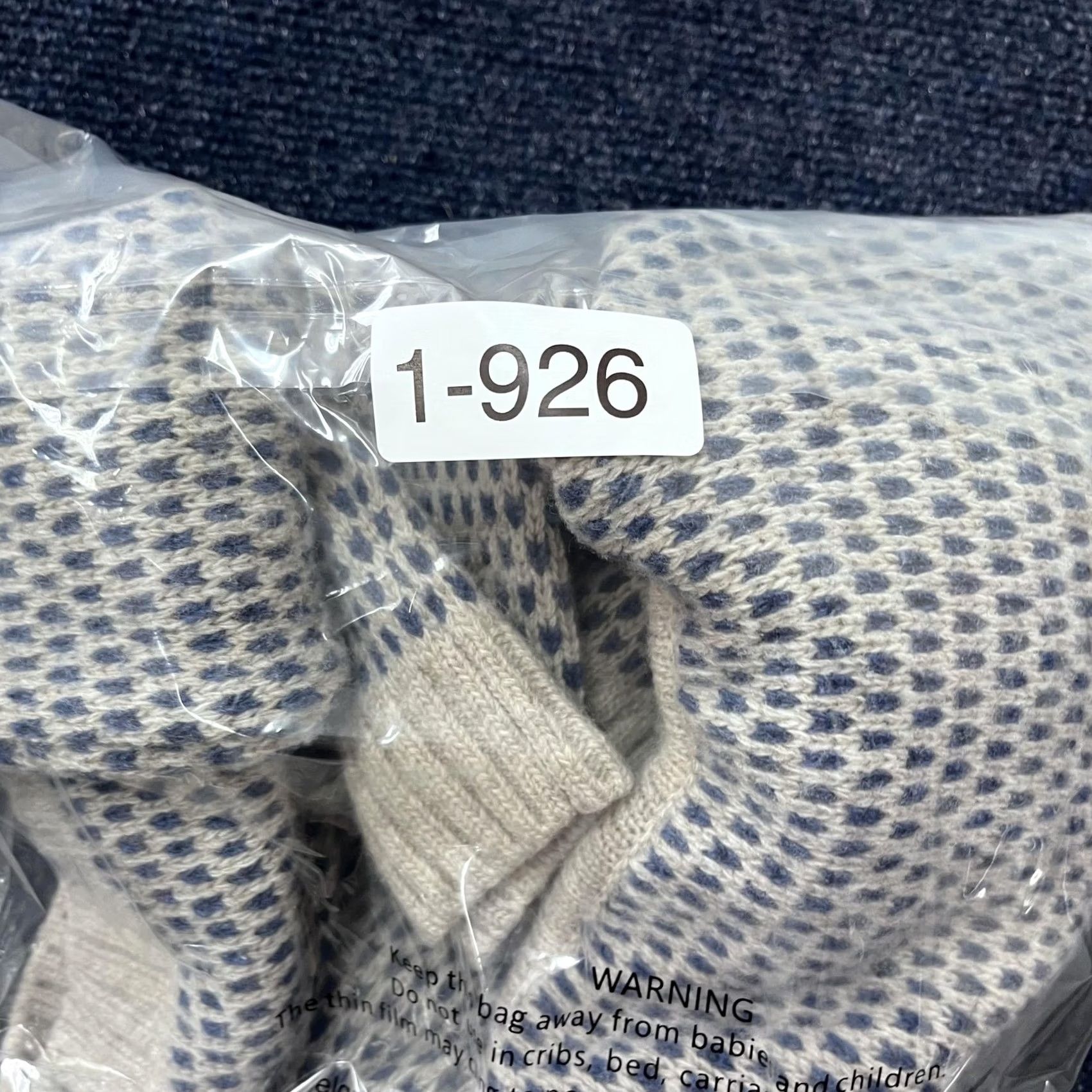 Vintage Woolovers Sweater Womens Medium Blue Cream Turtleneck Textured Knit Pullover Size M / US 6-8 / IT 42-44 - 6 Thumbnail