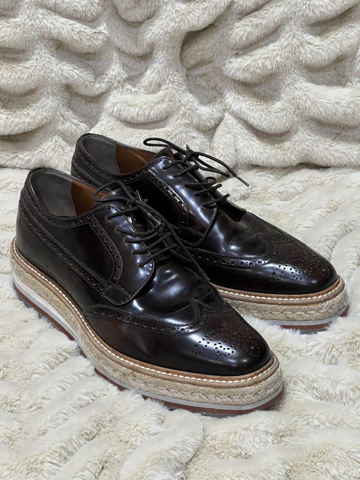 Prada Commando shoe with extra tongue. Prada Prada Commando Chunky Derbys Rubber Sole Nylon Tongue  main image 4