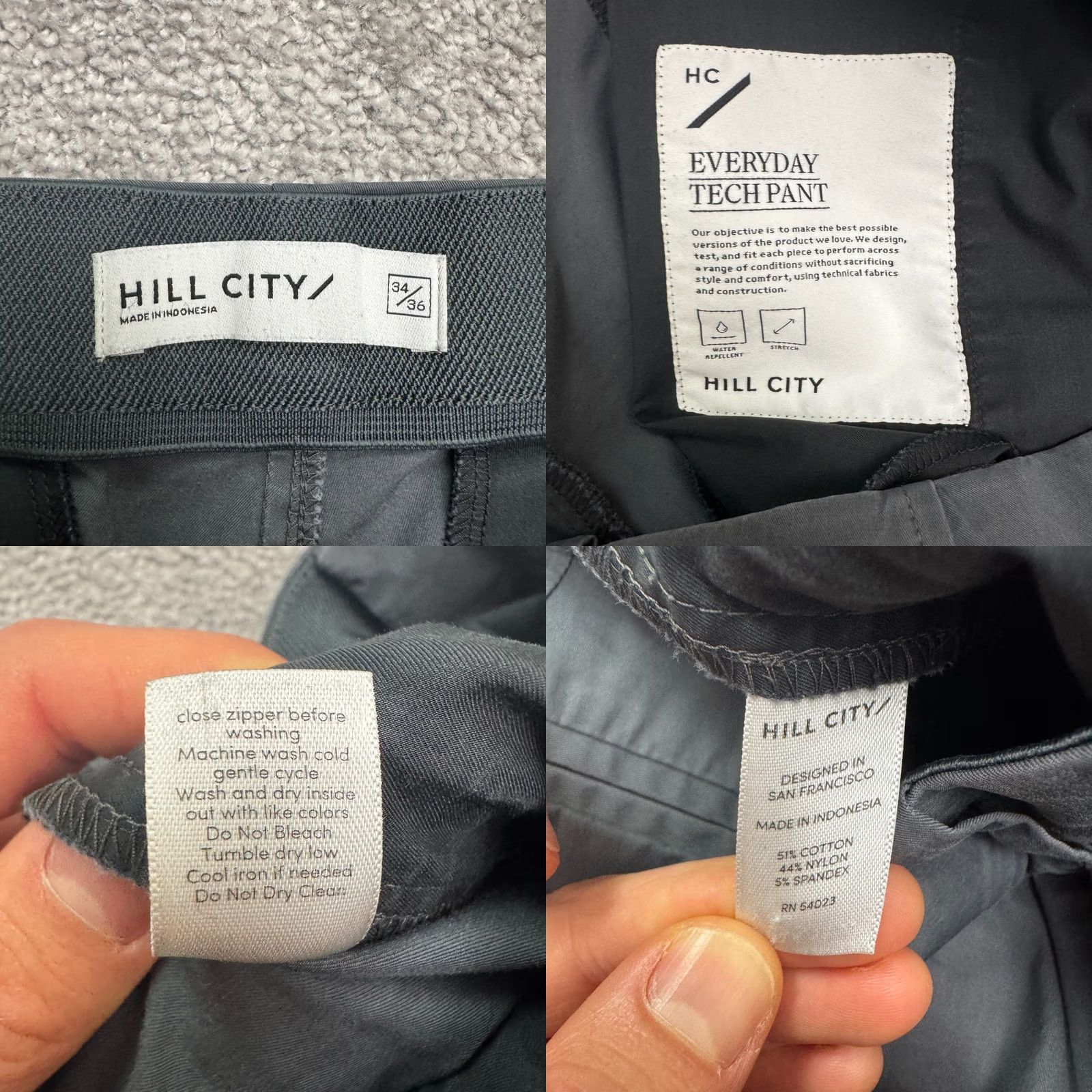 Vintage Hill City Everyday Tech Pants Mens 34x36 Dark Gray Straight Leg Water Repellent Size US 34 / EU 50 - 8 Thumbnail