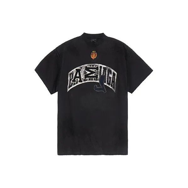 Balenciaga Balenciaga Balenciaga Black Embroidered Logo Short Sleeve Size US M / EU 48-50 / 2 - 1 Thumbnail