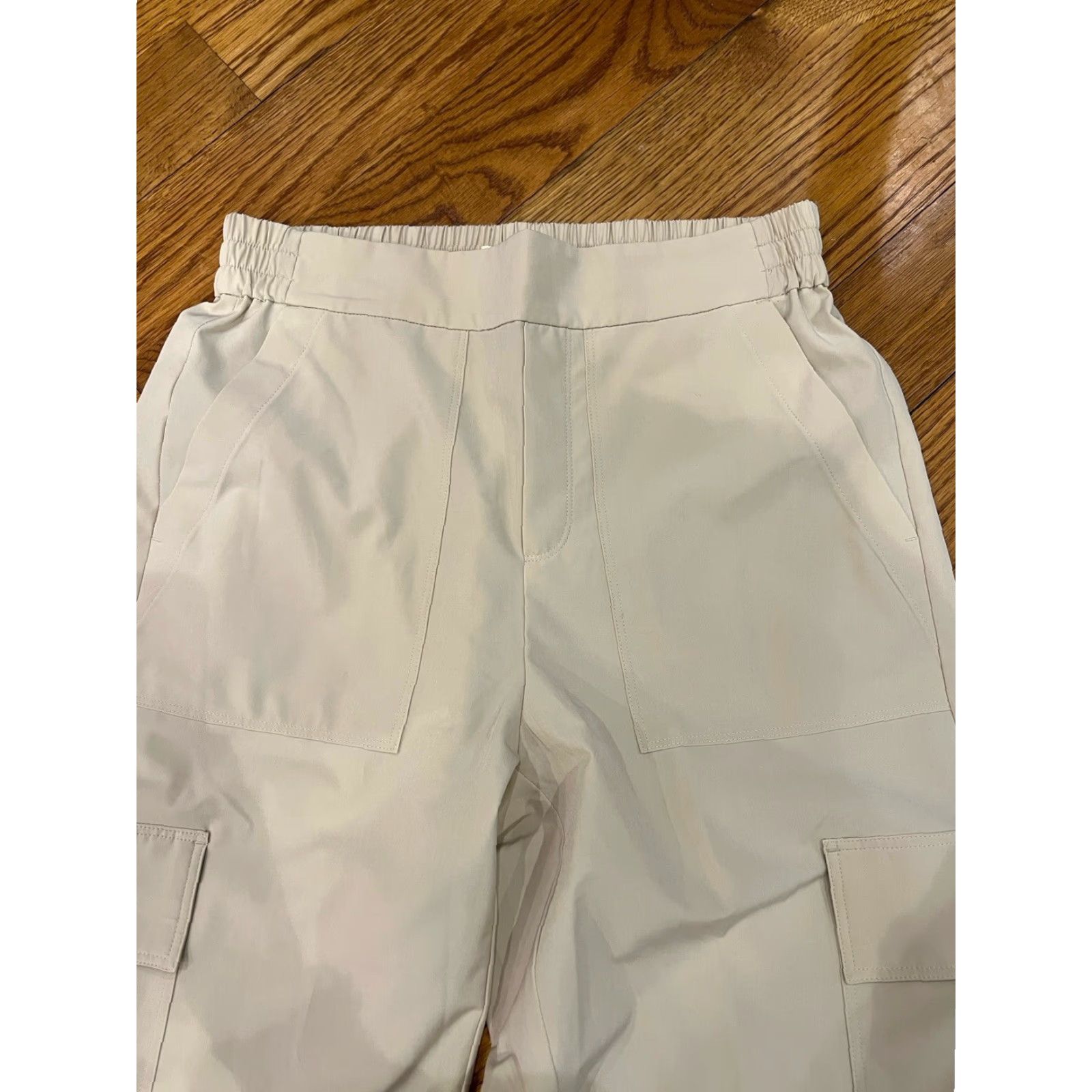 Lou & Grey Lou & Grey Pants Womens S Beige Cargo Wide-Leg Pull On Elastic Waist High Rise Inseam 31" Bohemian Pockets Size 28" / US 6 / IT 42 - 2 Thumbnail