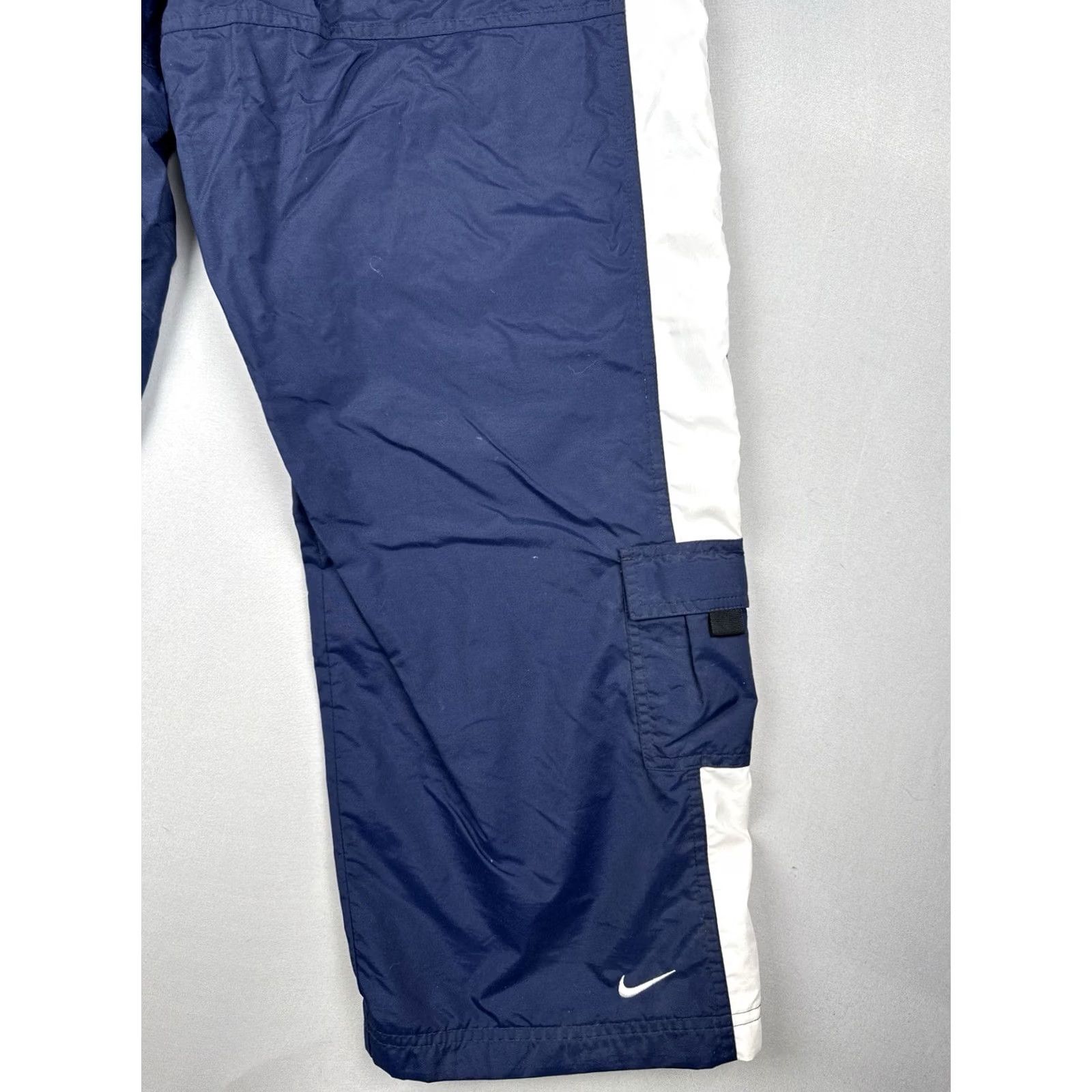 Nike VINTAGE Nike Nylon Track Pants Cargo Windbreaker Pants Mens L Blue Y2K 90s Size US 33 - 4 Thumbnail