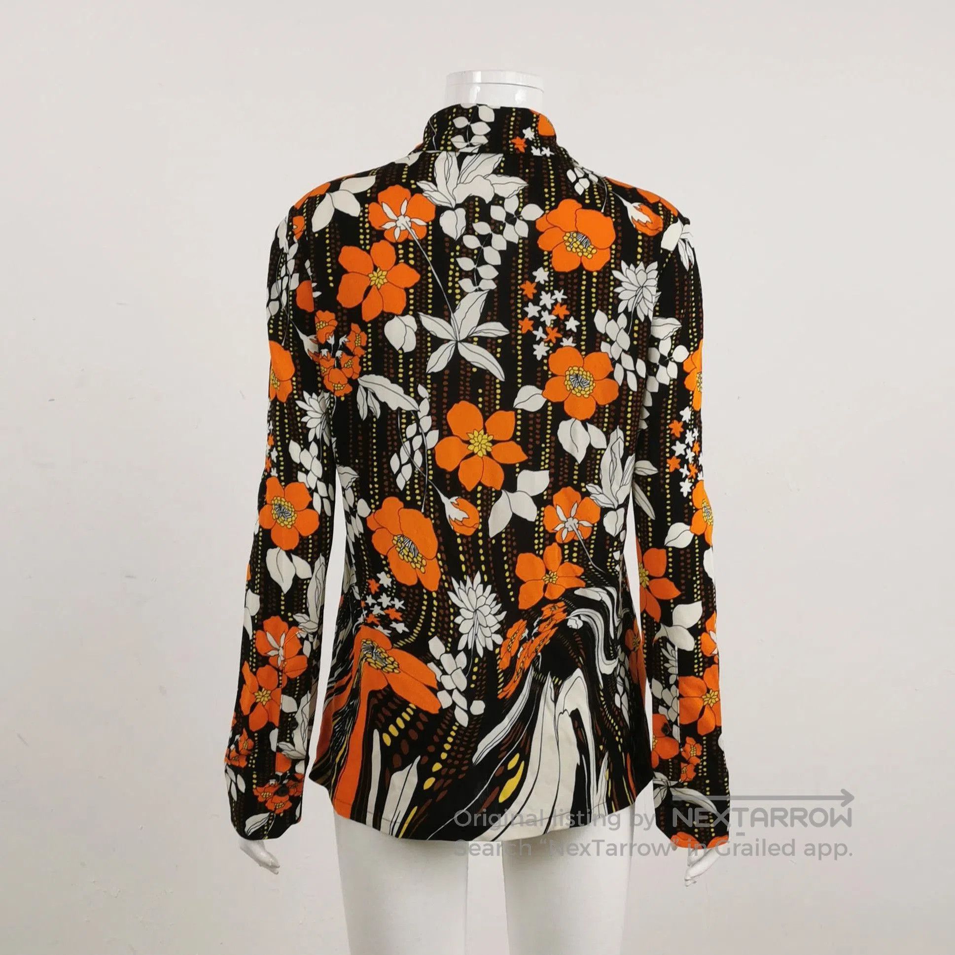 Prada Prada Colorful Floral Print Logo Long Sleeve Shirt . Size L / US 10 / IT 46 - 1 Thumbnail
