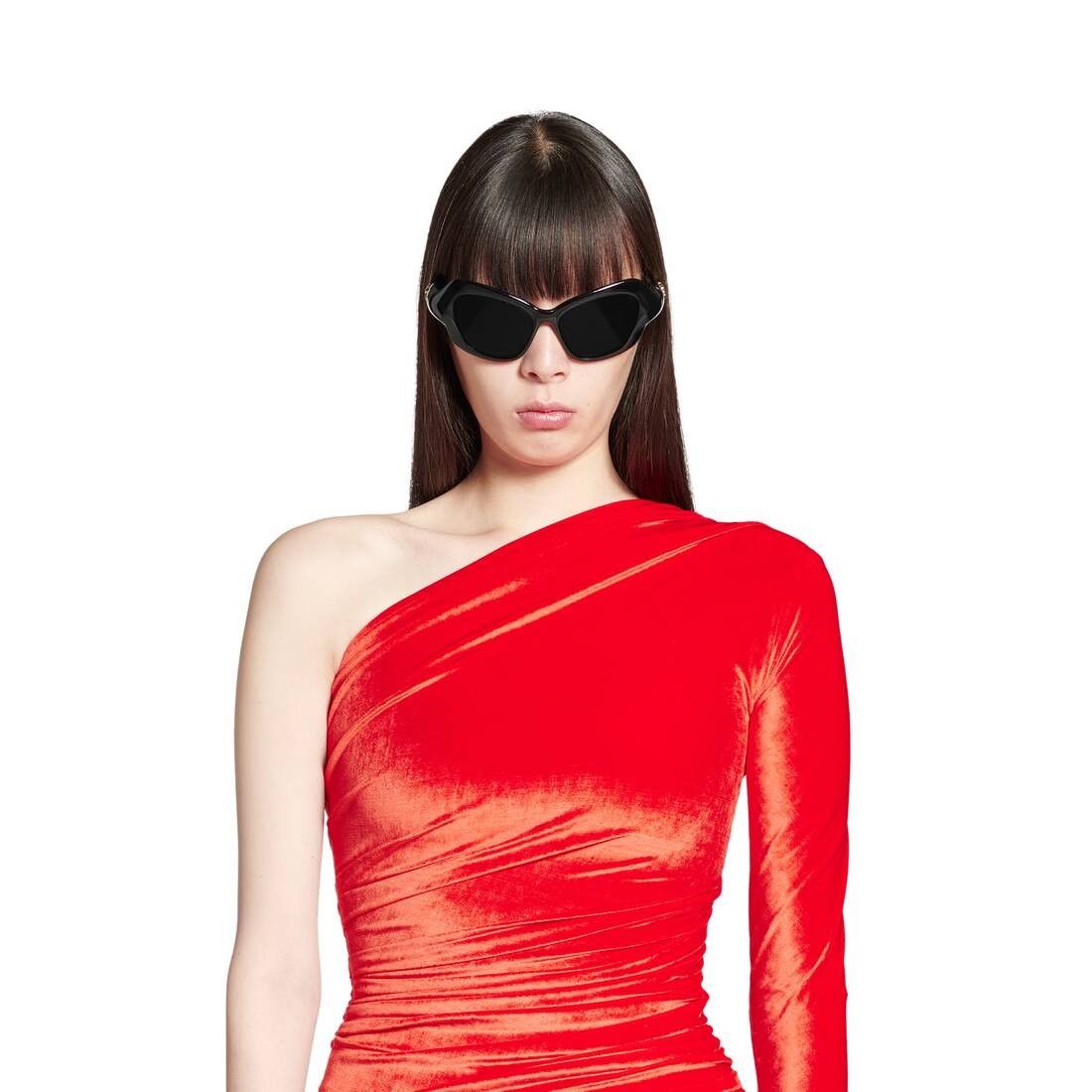 Balenciaga o1s1rm1225 Asymmetric Dress in Red Size S / US 4 / IT 40 - 5 Thumbnail