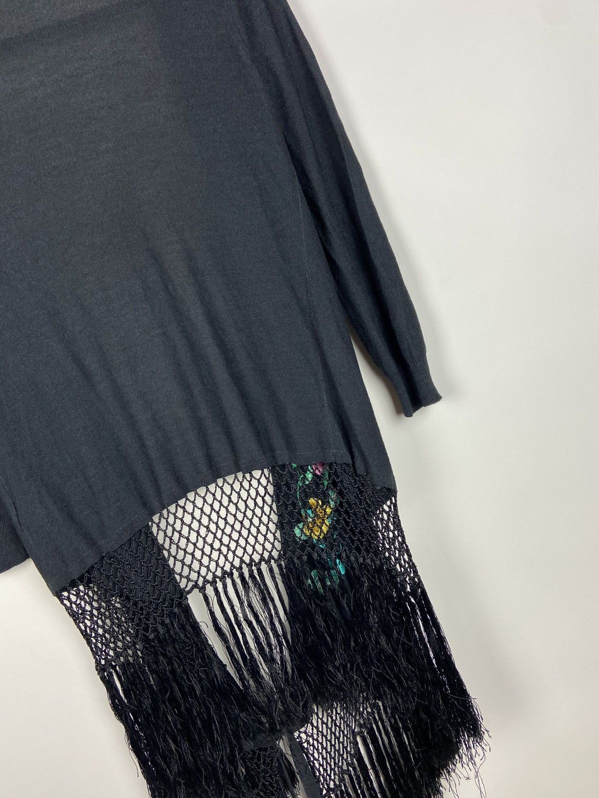Designer × Kenzo Vintage Kenzo Jeans Silk Knit Fringe Wrap Cardigan Size M / US 6-8 / IT 42-44 - 18 Thumbnail