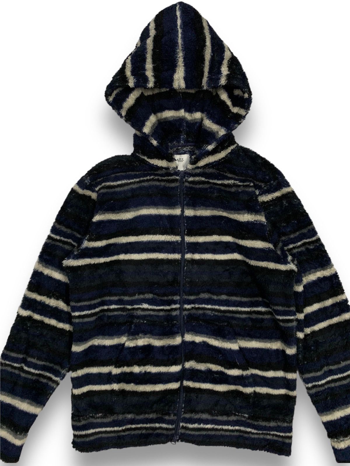 MOUSSY Vintage Japanese Brand Moussy Striped Fleece Hooded Jacket Size US M / EU 48-50 / 2 - 4 Thumbnail