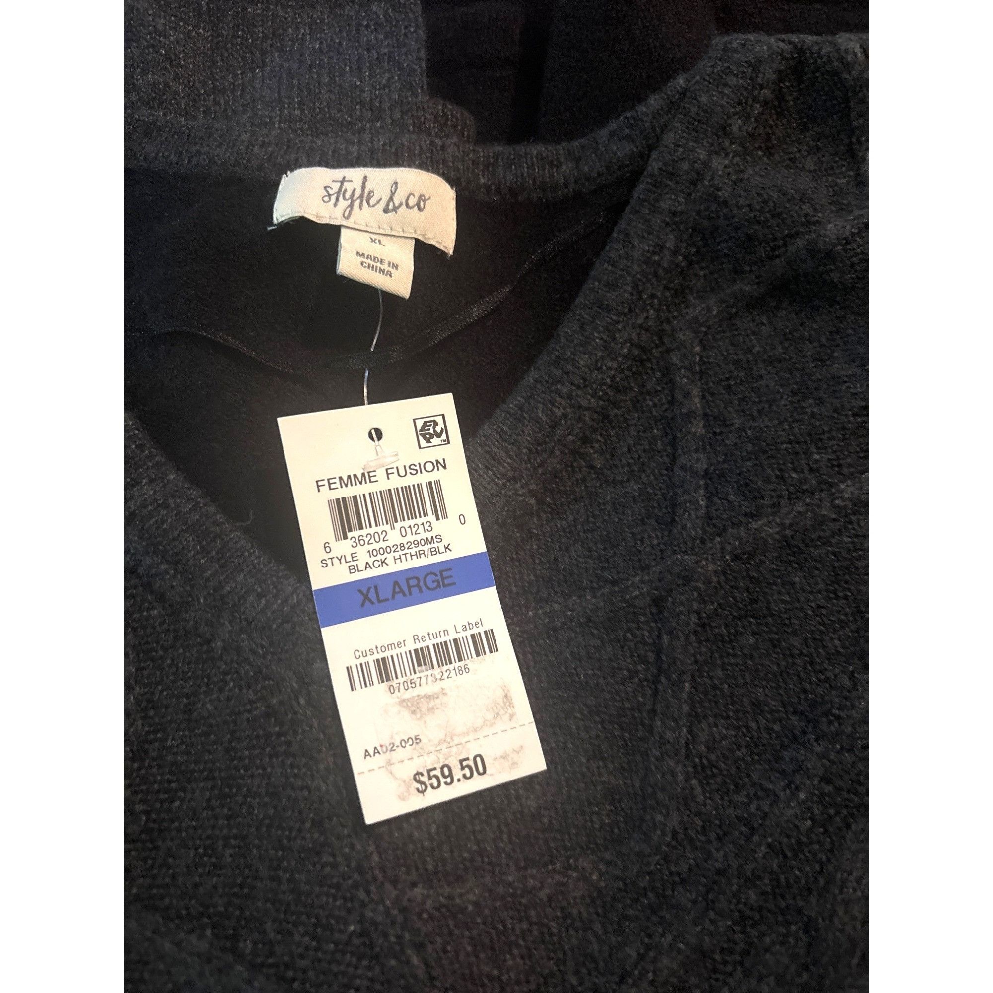 Other Style & Co Mixed Stitch Color block Sweater Tunic, Charcoal Size XL / US 12-14 / IT 48-50 - 7 Thumbnail