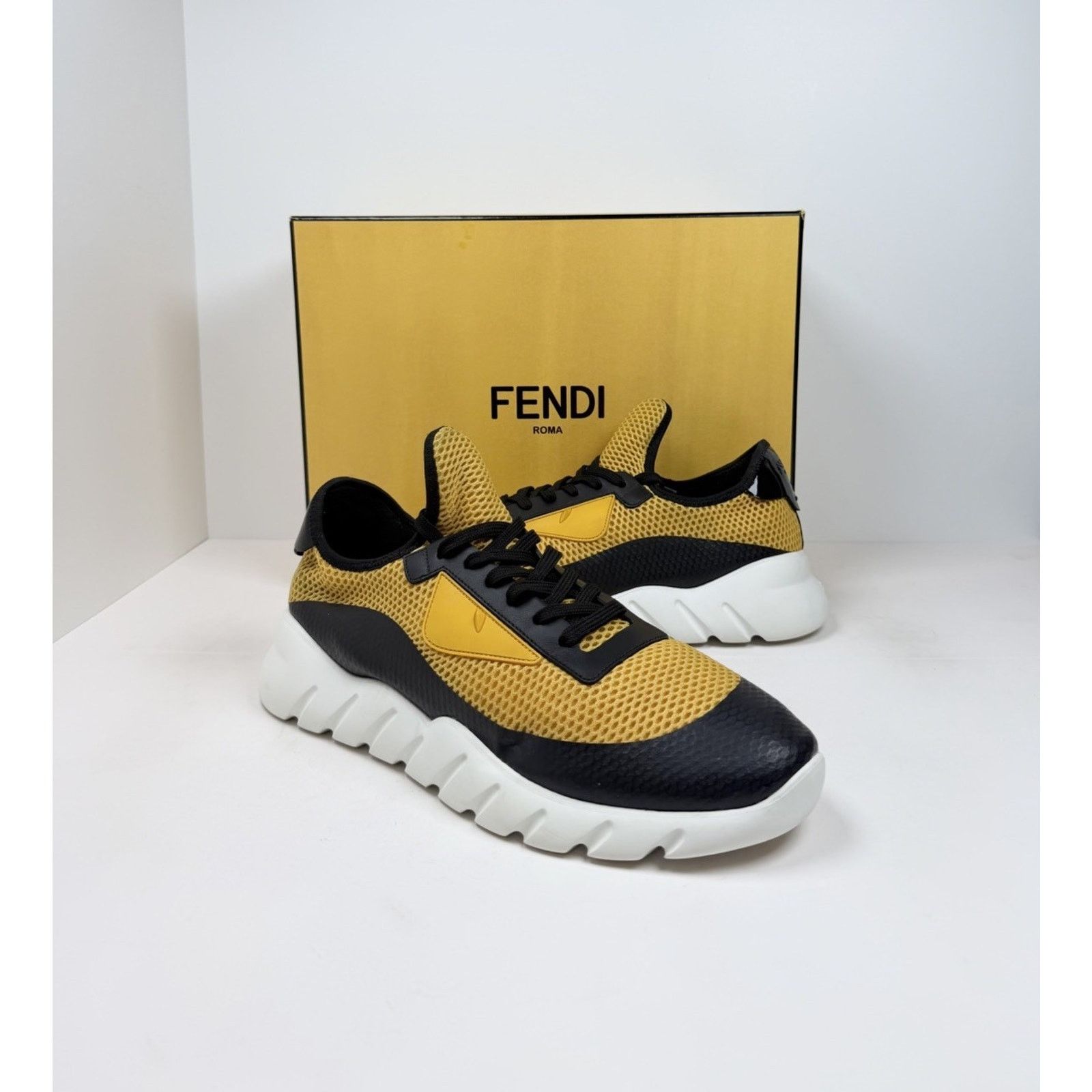 Fendi Size 9UK/10US - Fendi Monster Eyes Black Yellow Sneakers Size US 10 / EU 43 - 2 Thumbnail