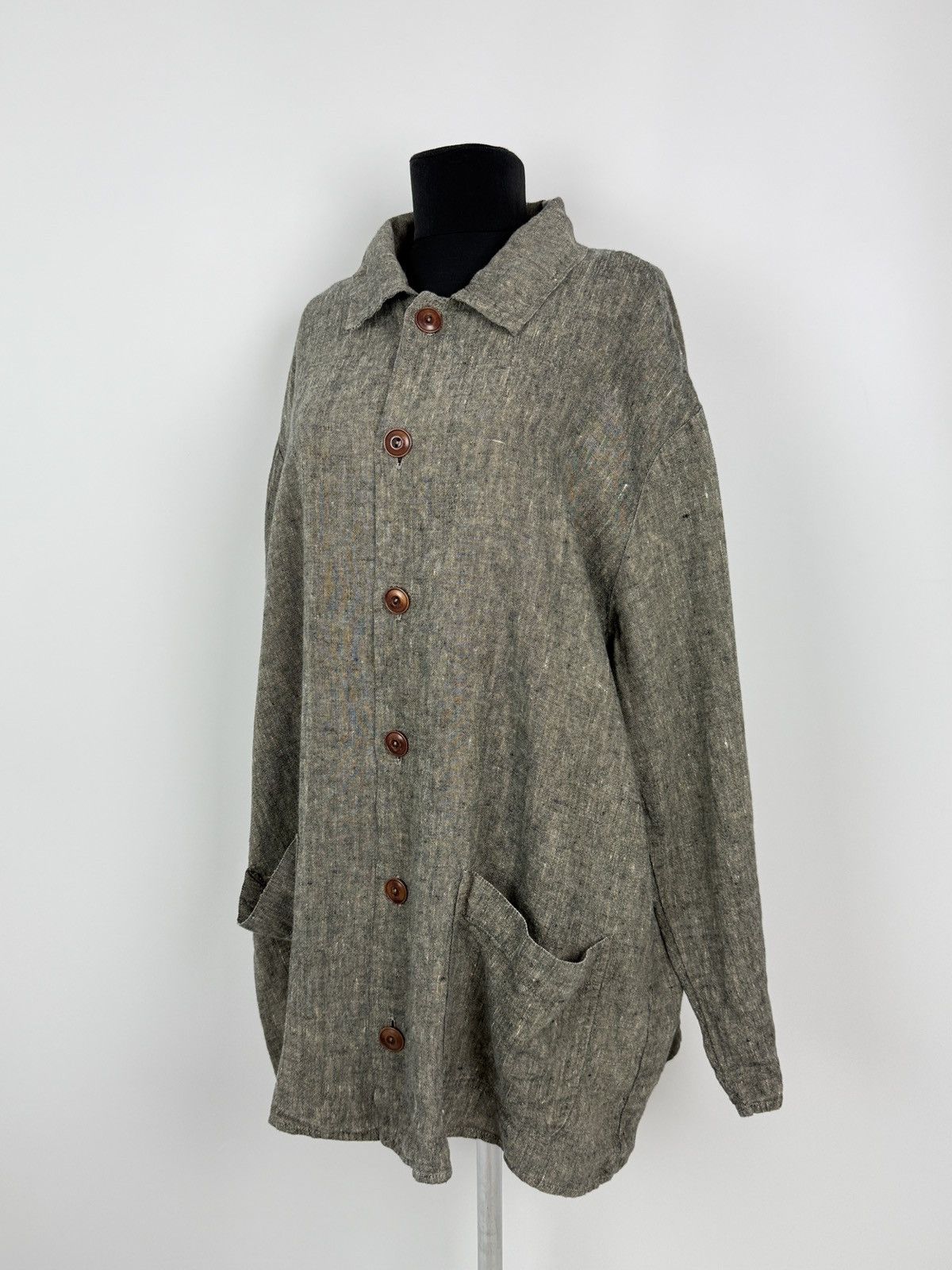 Vintage 1990s Vintage FLAX by Jeanne Engelhart Linen Chore Jacket Size L / US 10 / IT 46 - 1 Thumbnail
