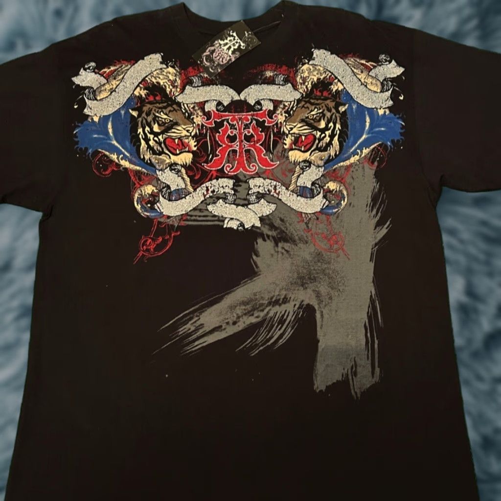 Vintage VINTAGE Trilogy MMA Tiger Tribal Wings Grunge Punk Hip Hop VTG Shirt Mens XL Black Tiger Tribal Wings Grunge Punk Hip Hop DX? Size US XL / EU 56 / 4 - 1 Thumbnail