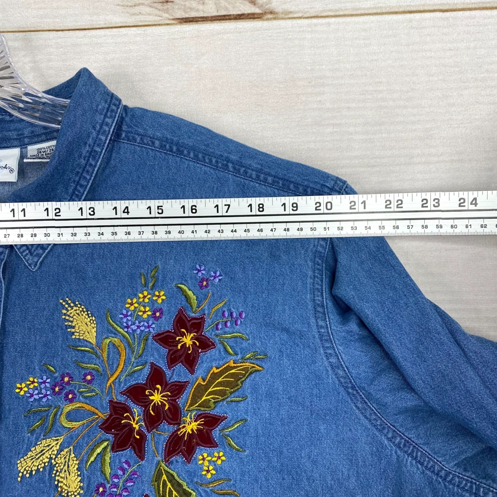 Vintage VINTAGE Bobbie Brooks Denim Embroidered Shirt Women 26W / 28W Floral Fall Size 4XL / US 24-26 - 5 Thumbnail