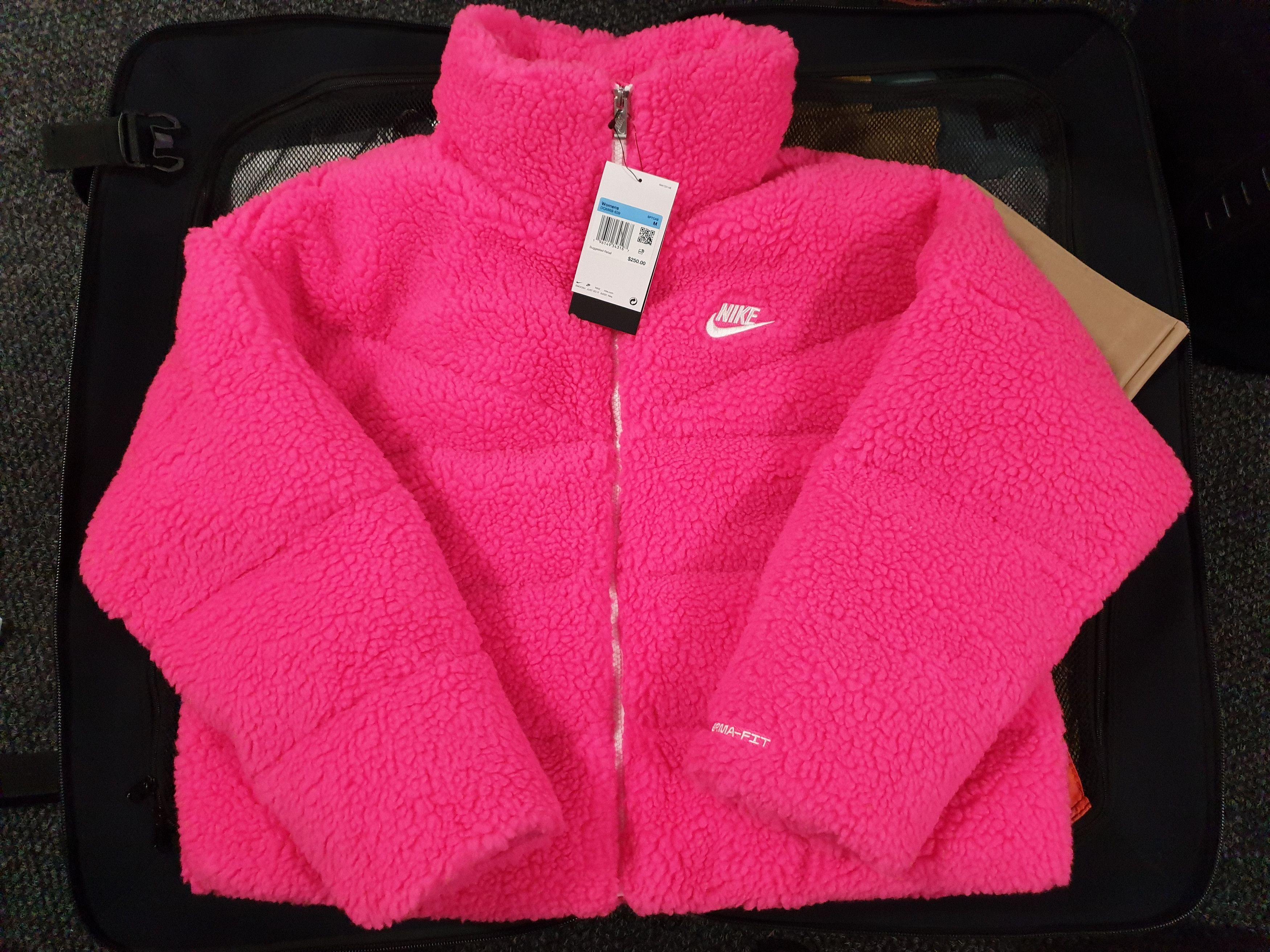 New Nike Therma-FIT Women High-Pile Pink Jacket Sherpa M