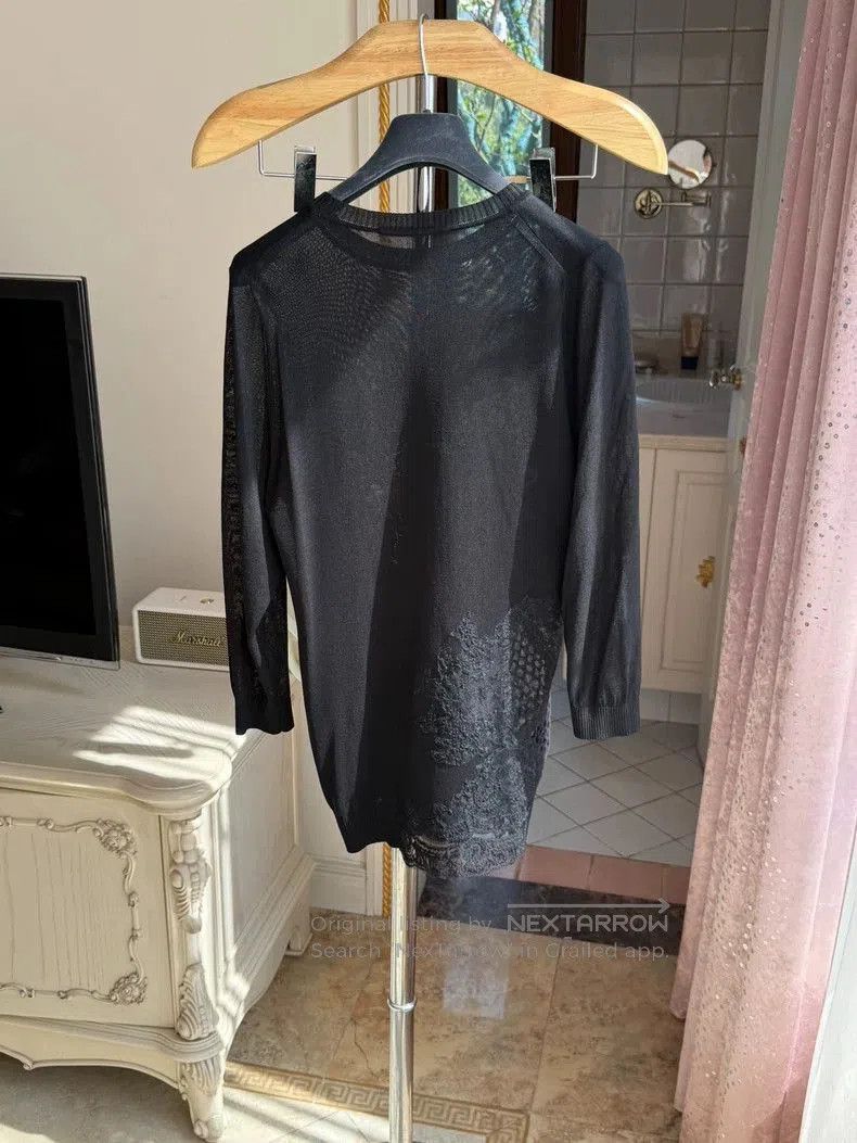 Maison Margiela Black Lace Knit Top Size 40. Size US L / EU 52-54 / 3 - 5 Thumbnail