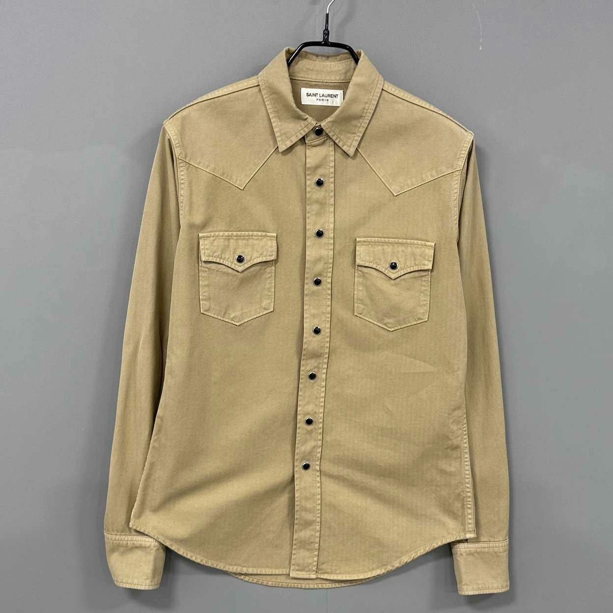 Saint Laurent Paris Saint Laurent Paris Beige Shirt xs Men Size US XS / EU 42 / 0 - 1 Thumbnail