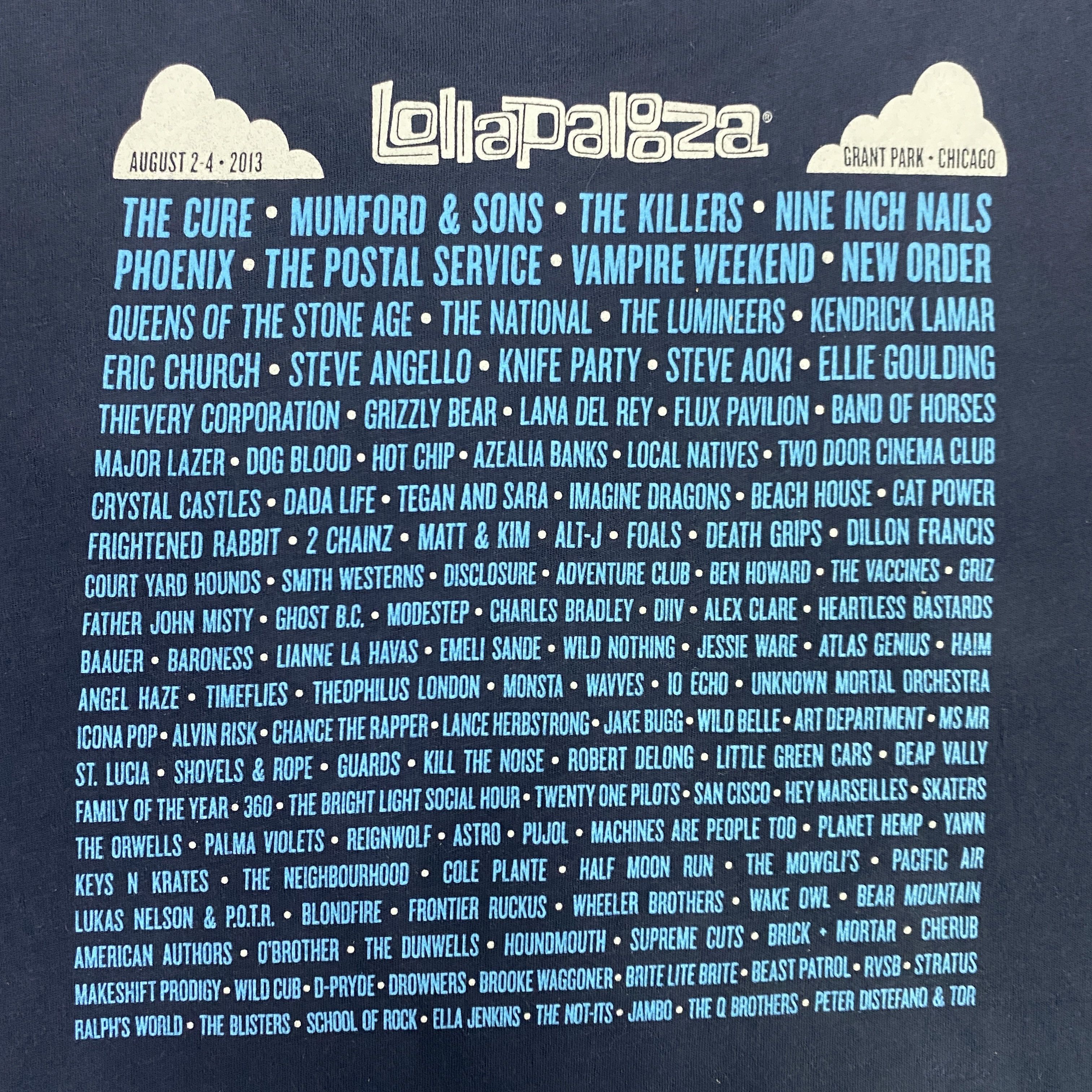 Band Tees Concert Lollapalooza TShirt - H062 Size US L / EU 52-54 / 3 - 10 Thumbnail