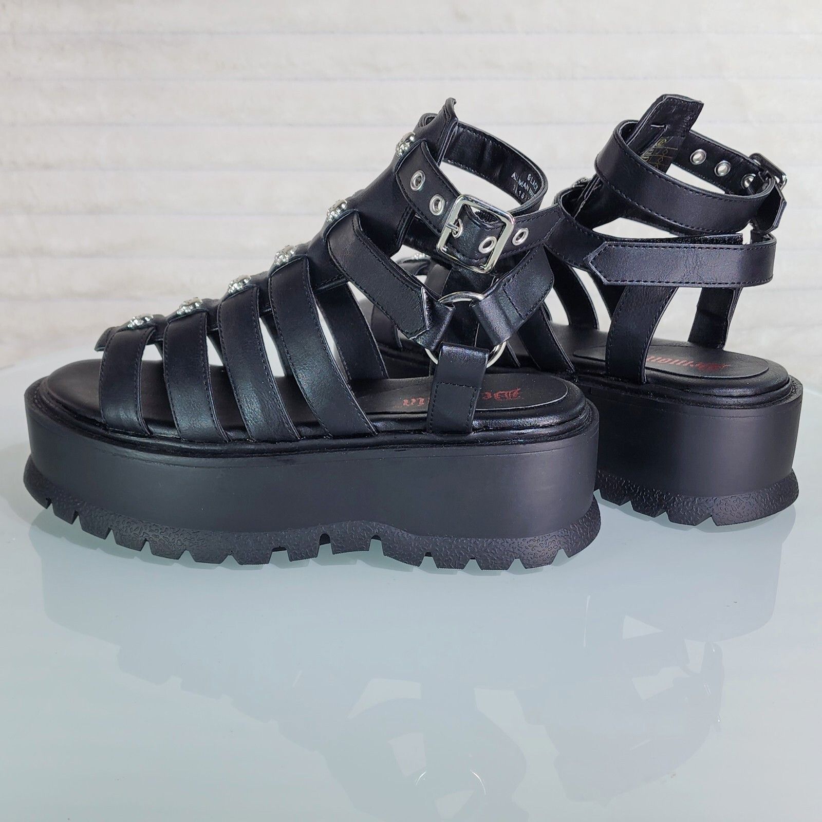 Other Slacker 2" Platform Gothic Sandals with Skull & Cross-Bone S Size US 12 / IT 42 - 5 Thumbnail